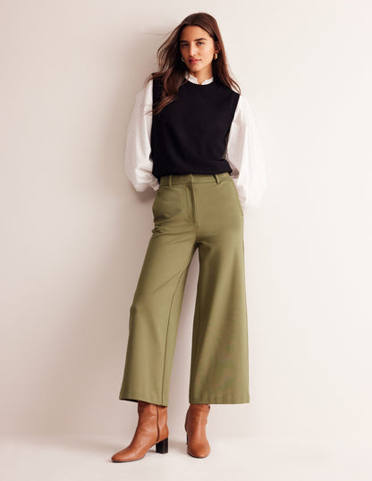 Ponte Wide Leg Culottes-Oregano-1