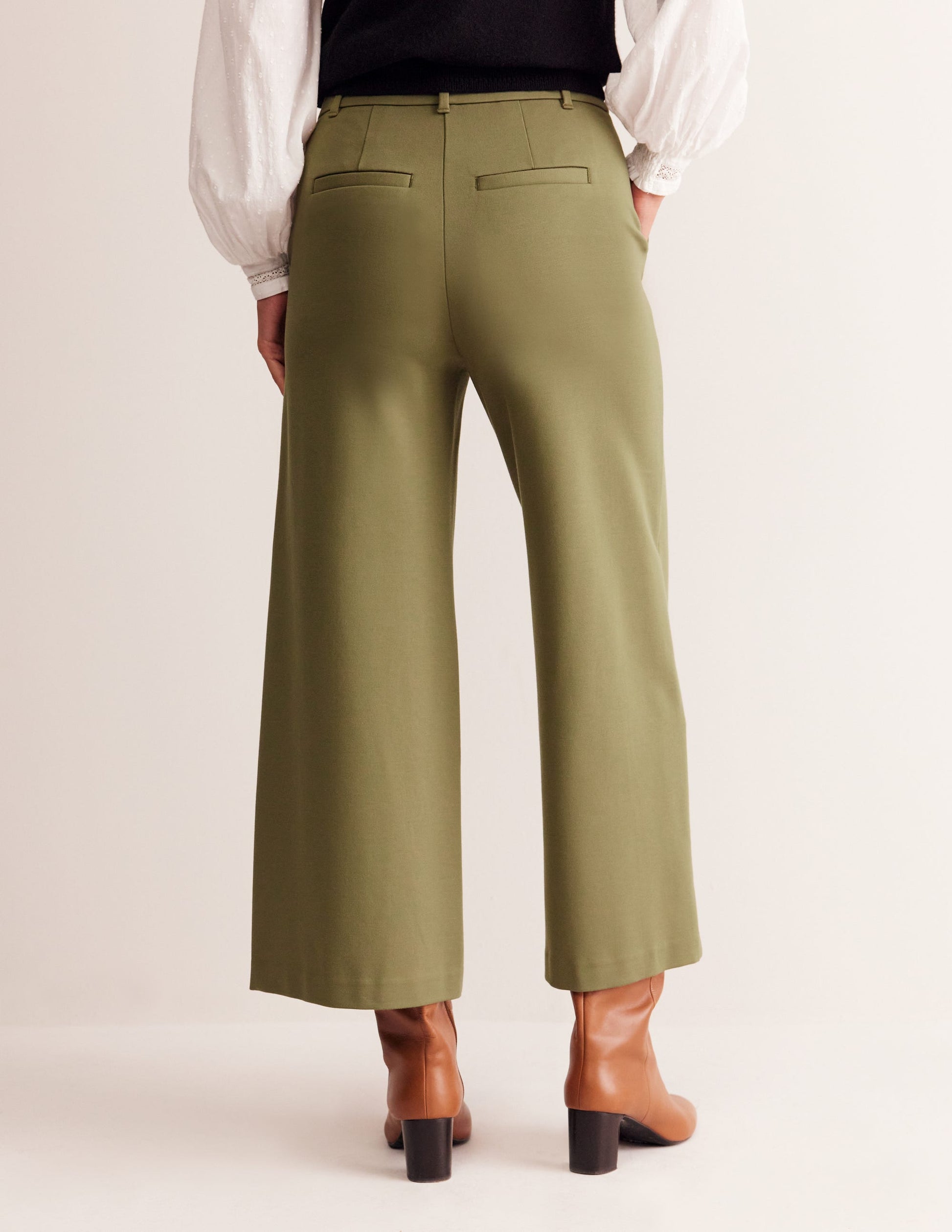 Ponte Wide Leg Culottes-Oregano-3