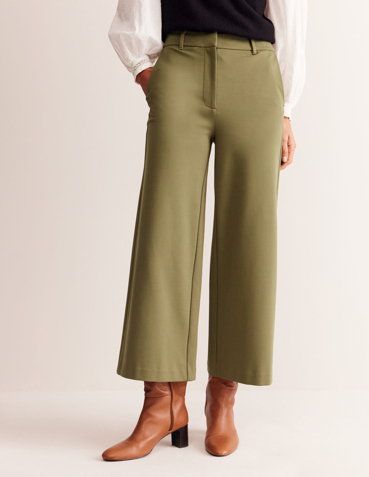 Ponte Wide Leg Culottes-Oregano - Image 4