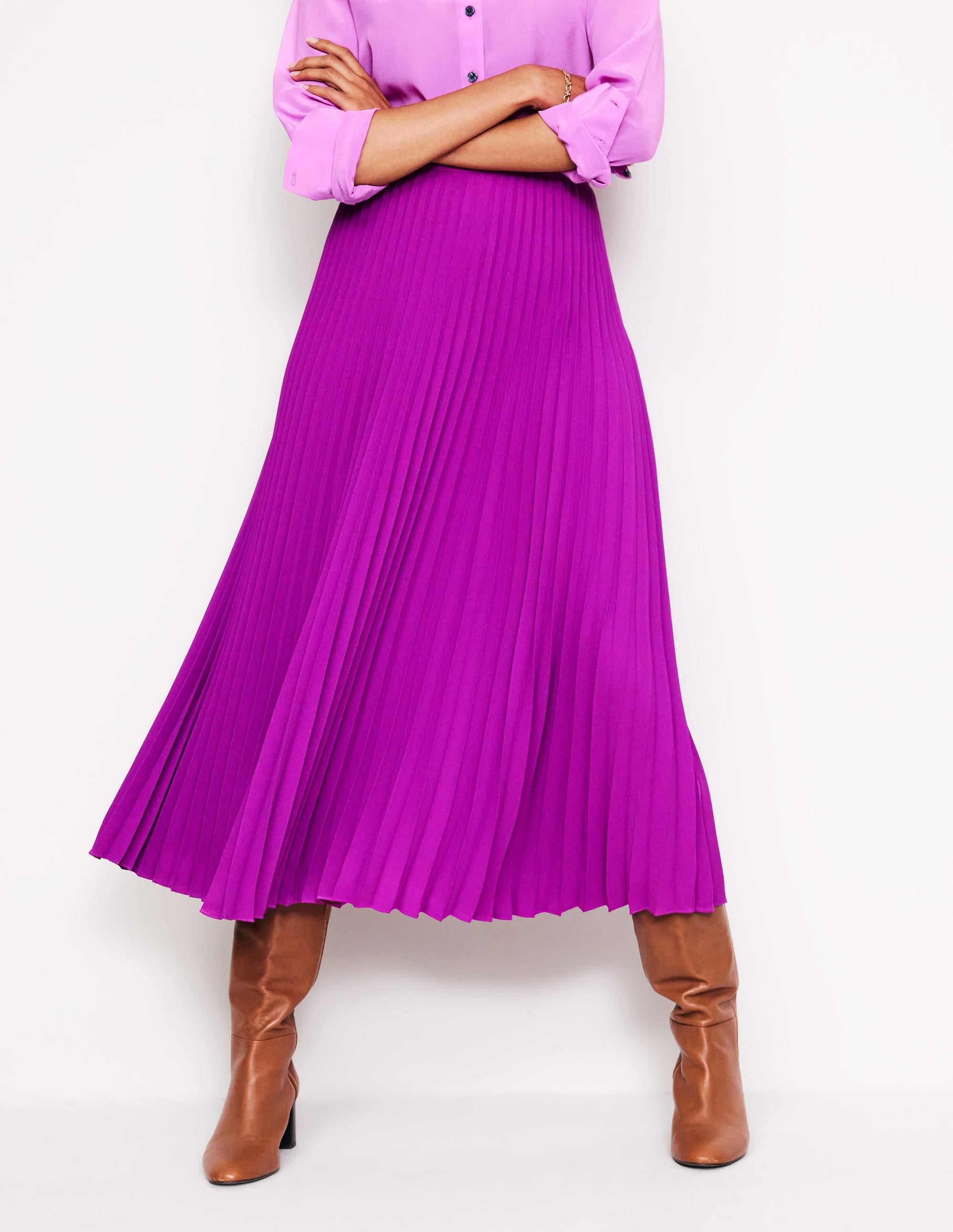 Camilla Pleated Midi Skirt-Regal Purple - Image 3