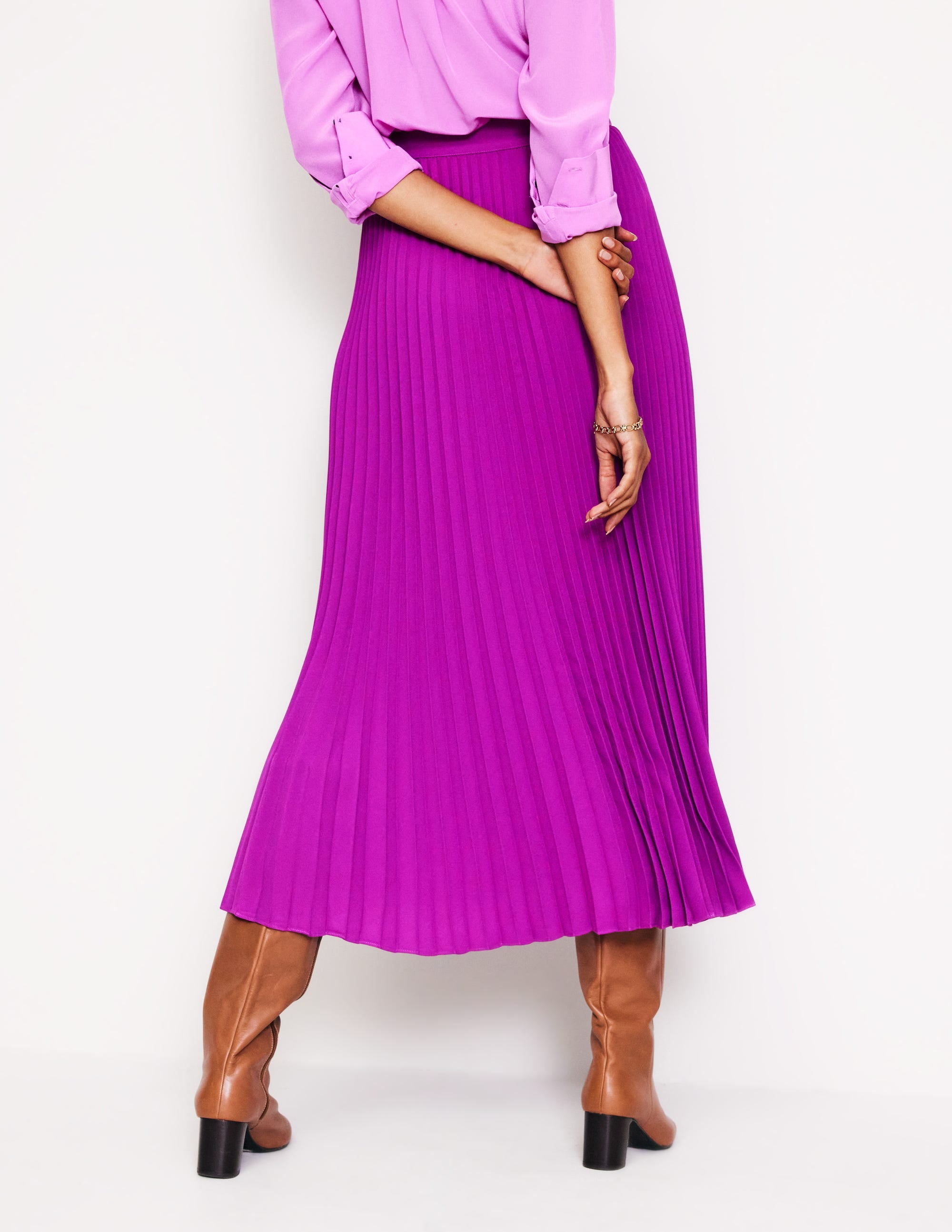 Camilla Pleated Midi Skirt-Regal Purple - Image 4