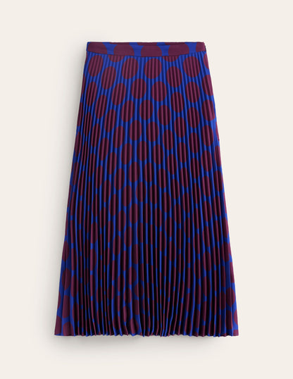 Camilla Pleated Midi Skirt-Chestnut, Large Spot