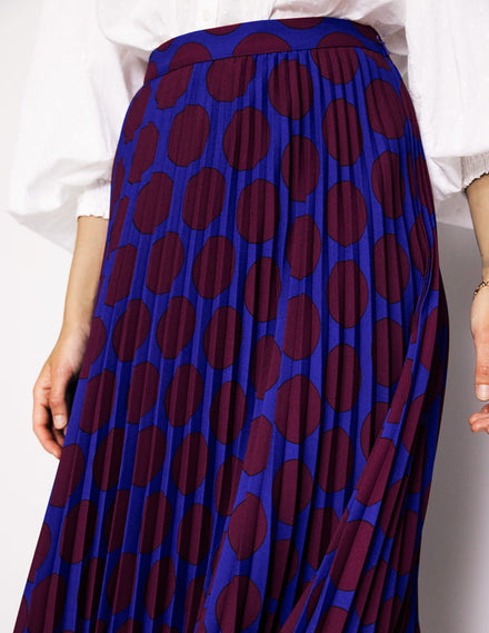 Camilla Pleated Midi Skirt-Chestnut, Large Spot