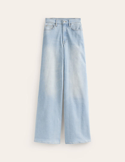 High Rise Wide Leg Jeans-Light Vintage