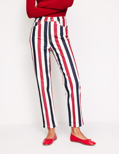 Striped Jeans-Red Multi Stripe