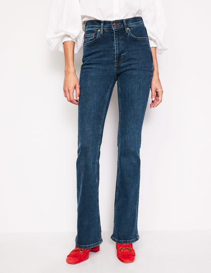 High Rise Slim Flare Jeans-Indigo Rinse