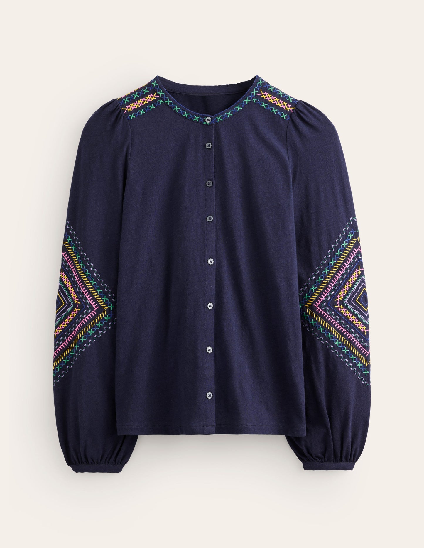 Marina Embroidered Shirt-Navy