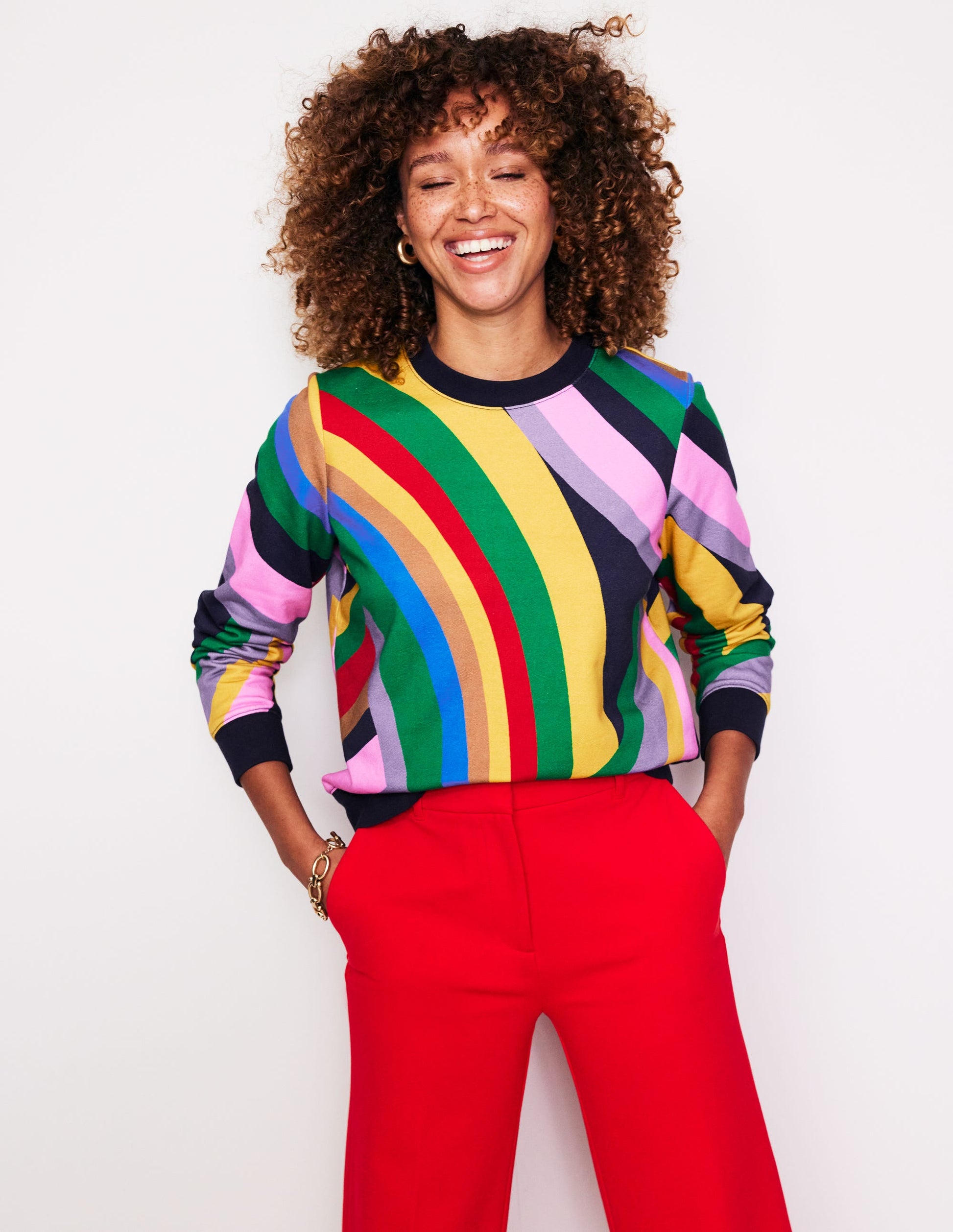Hannah Printed Sweatshirt-Multi, Abstract Rainbow-1