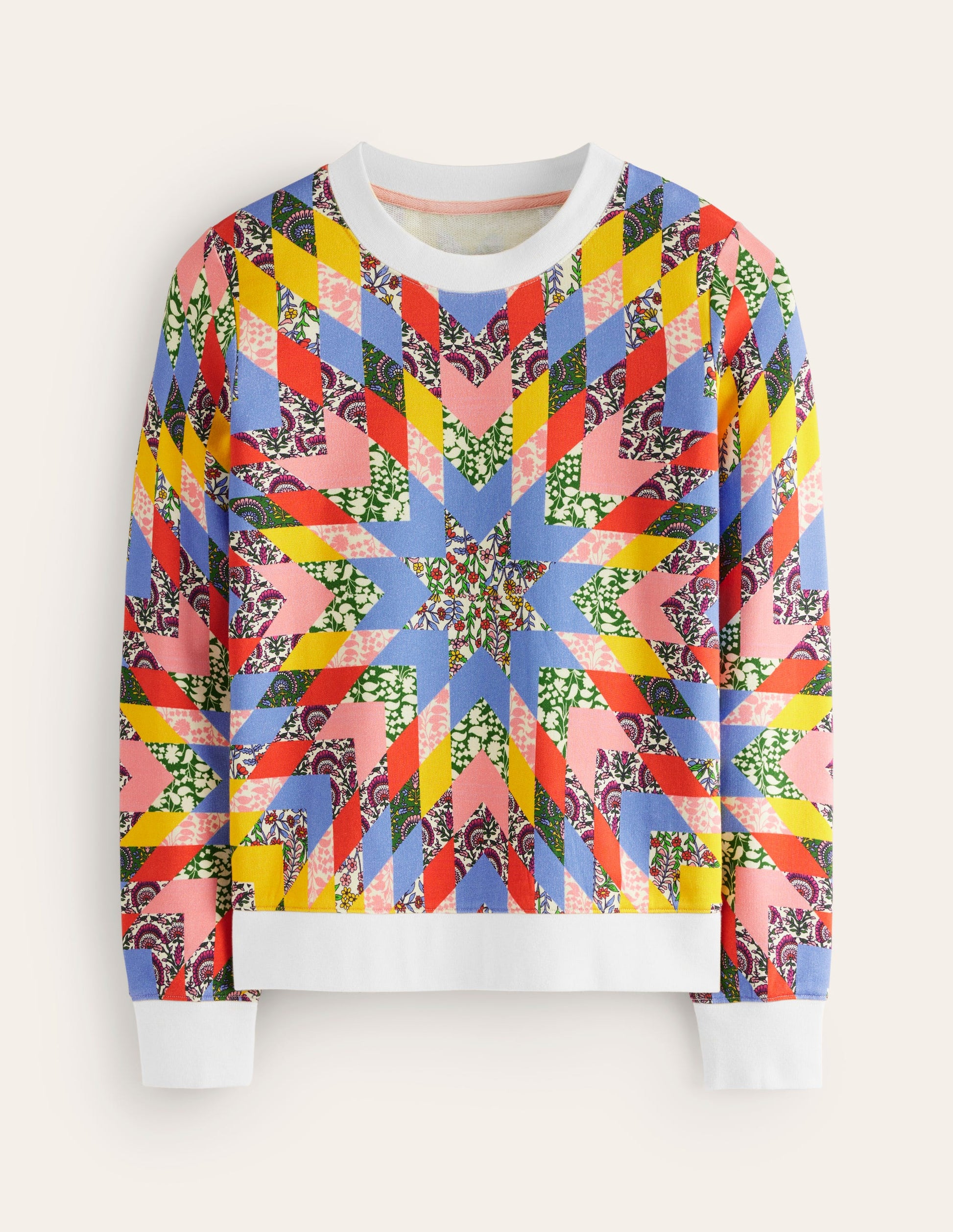 Hannah Printed Sweatshirt-Multi, Patchwork Floral-5