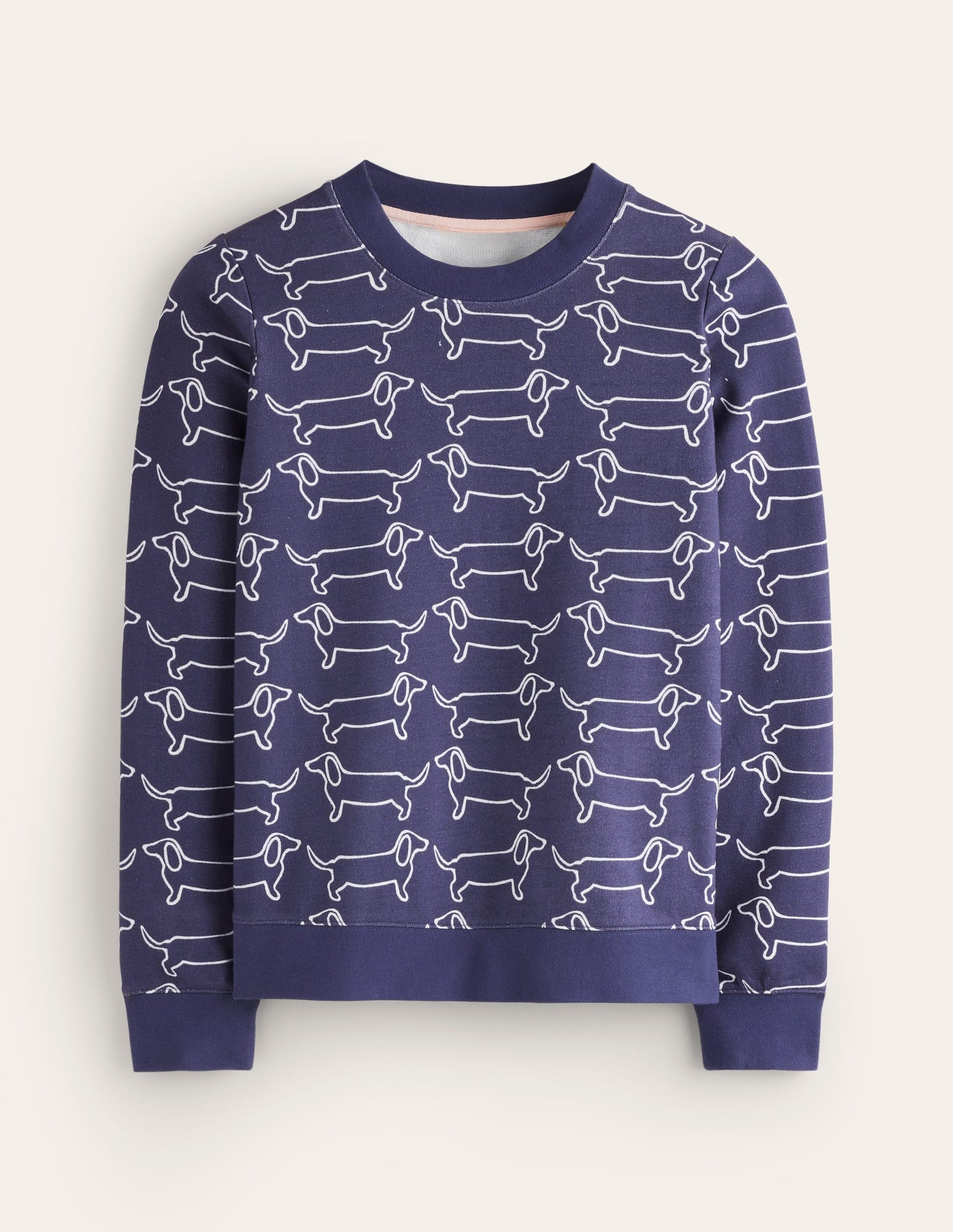 Hannah Printed Sweatshirt-Navy, Dachshund