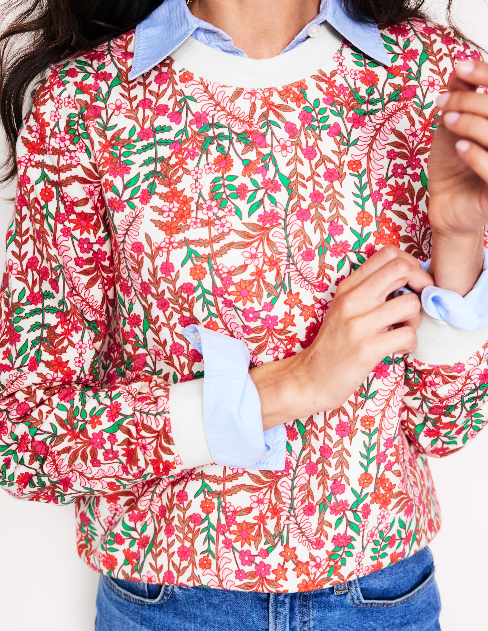 Hannah Printed Sweatshirt-Multi, Foliage Bud - Image 2