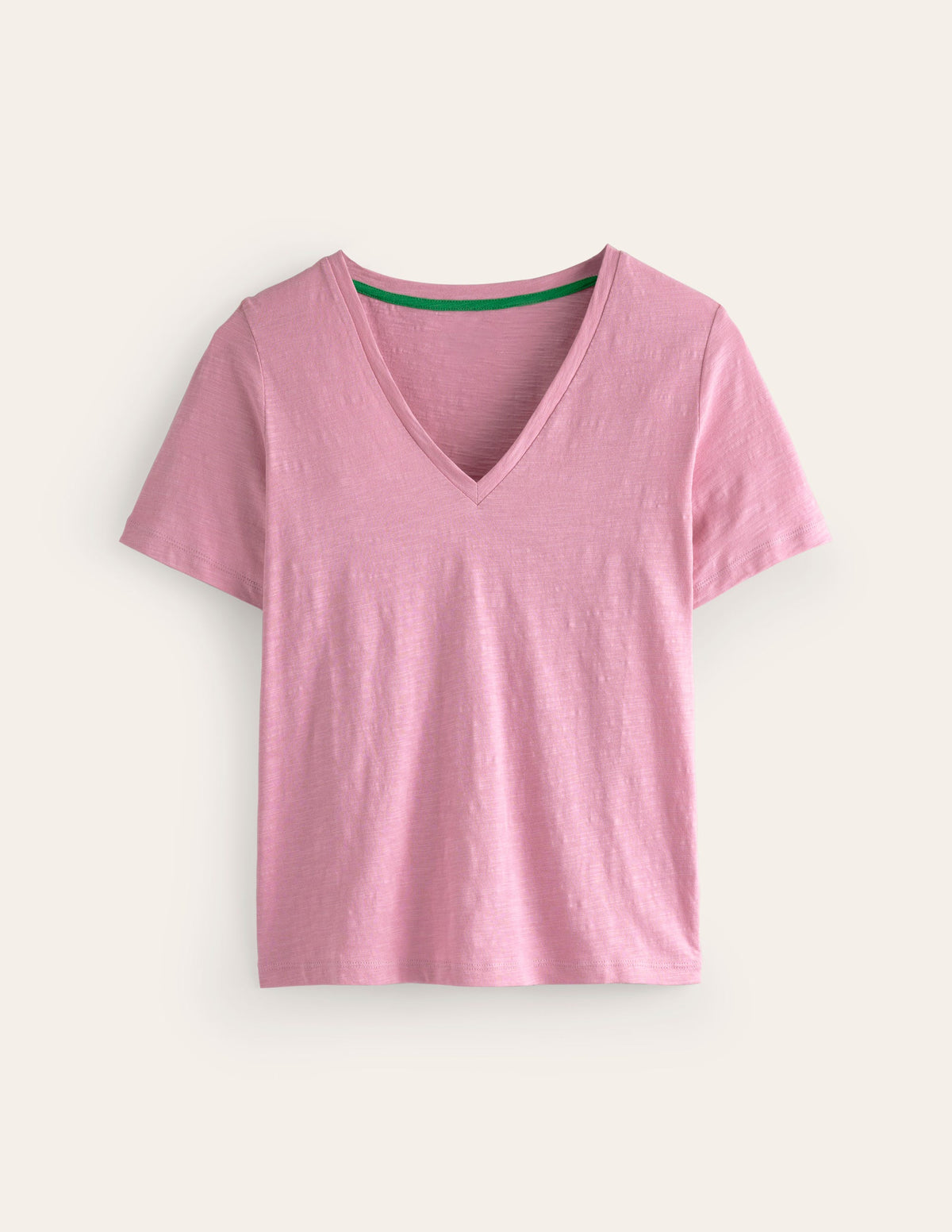 Regular V-Neck Slub T-shirt-Old Rose-5