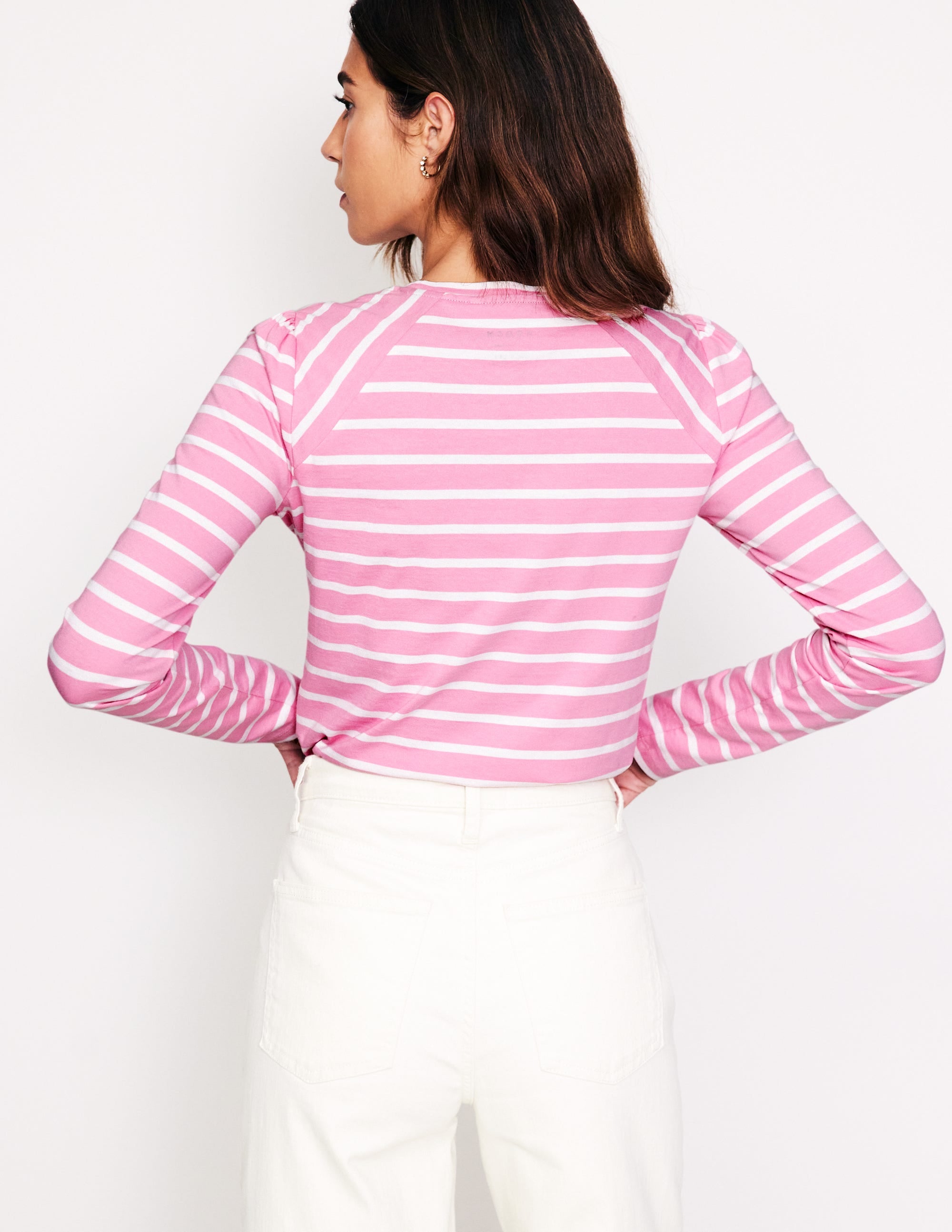 Arabella Stripe Jersey Top-Pink, Ivory Stripe - Image 4