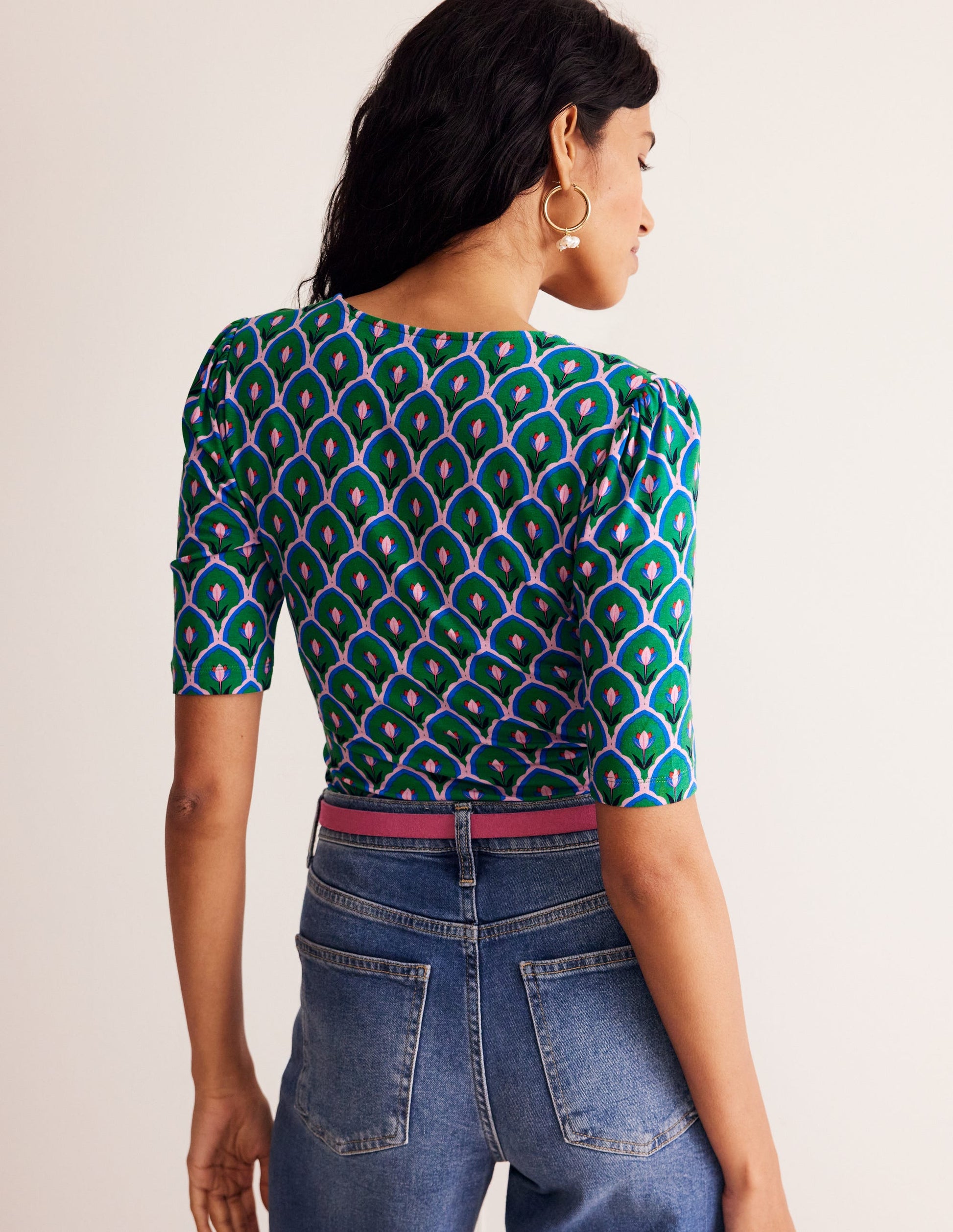 Wrap Front Jersey Top-Rich Emerald, Tulip-3