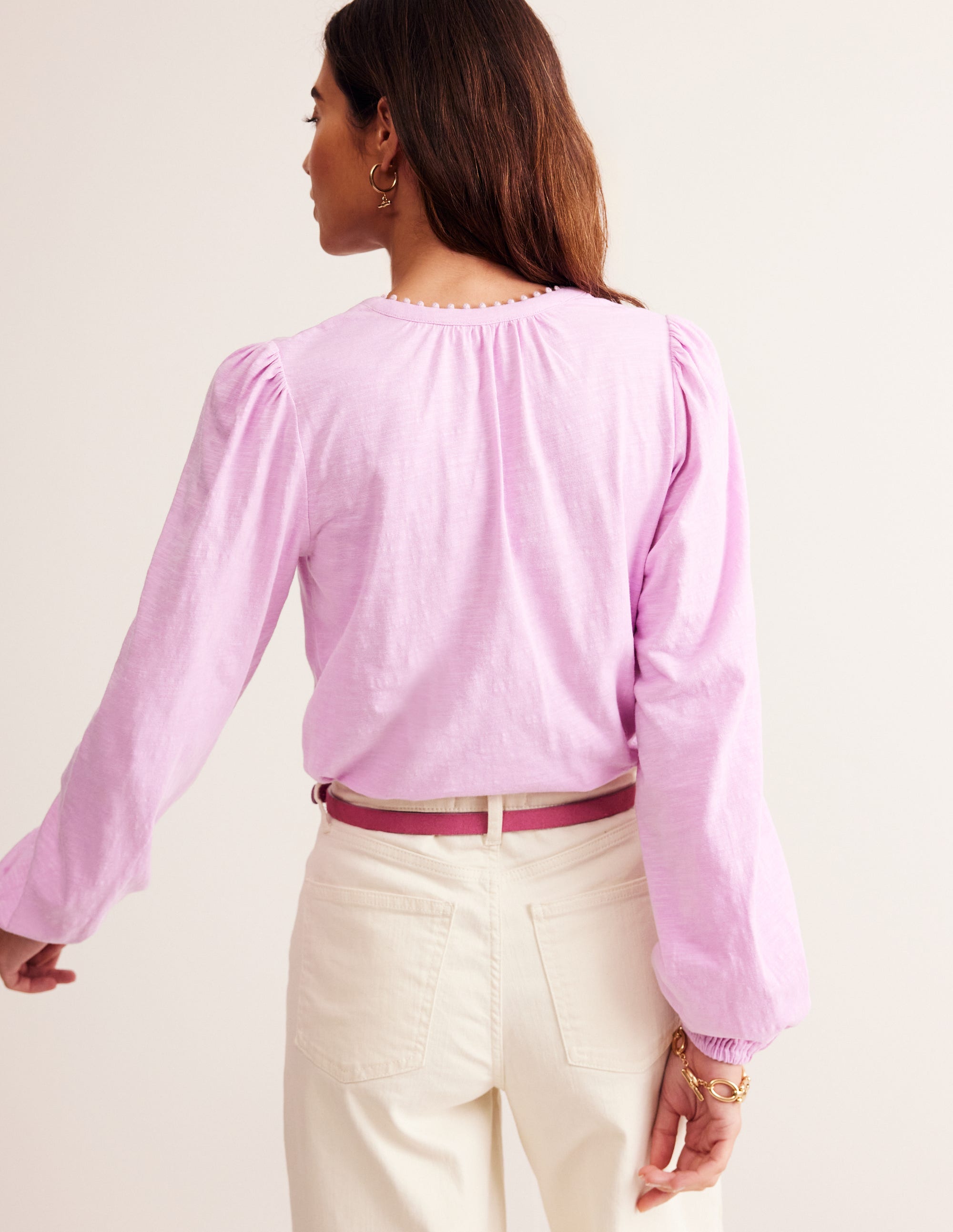Ali Long Sleeve Pom Top-Soft Lavendar - Image 3