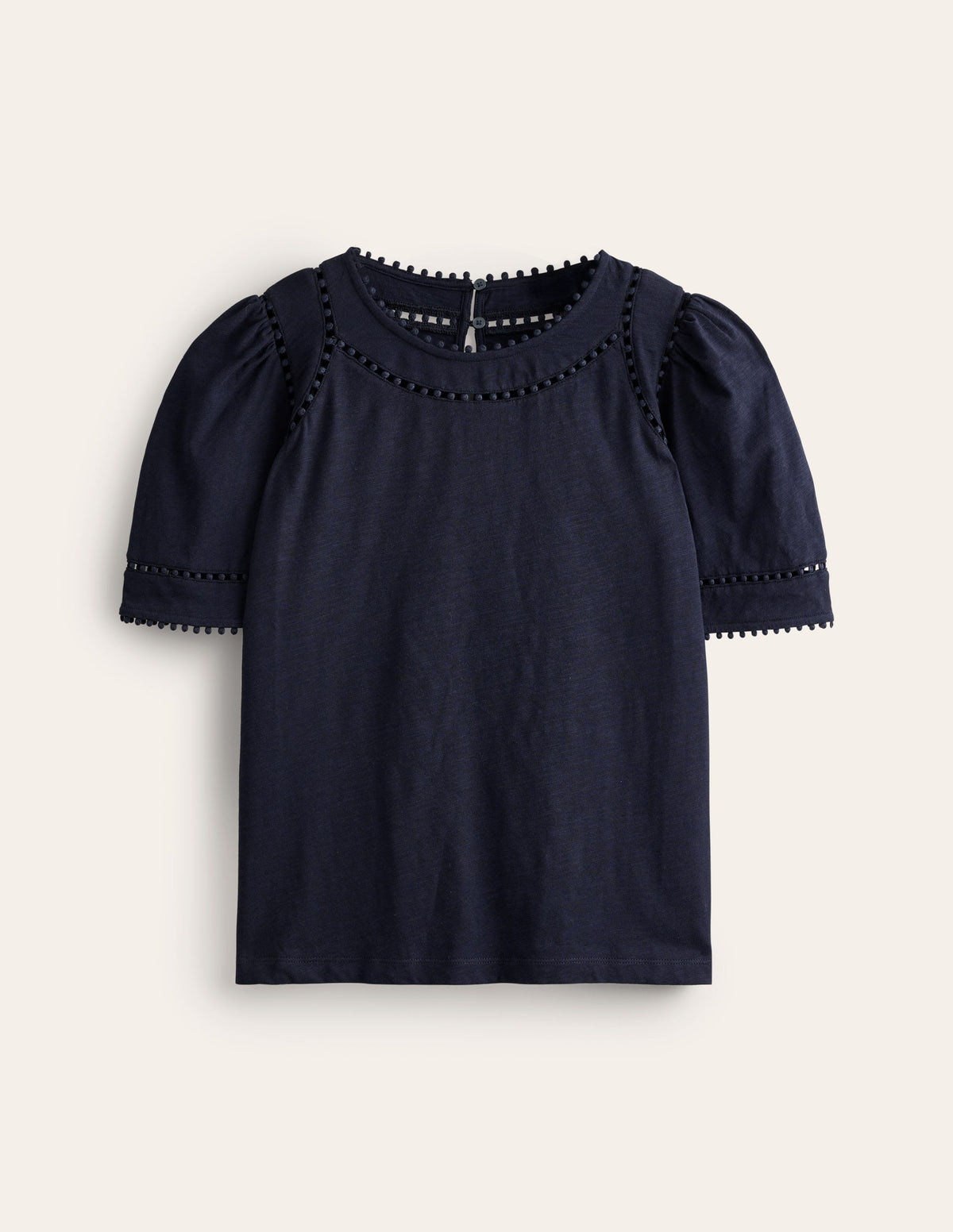 Mila Trim Detail Top-Navy-5
