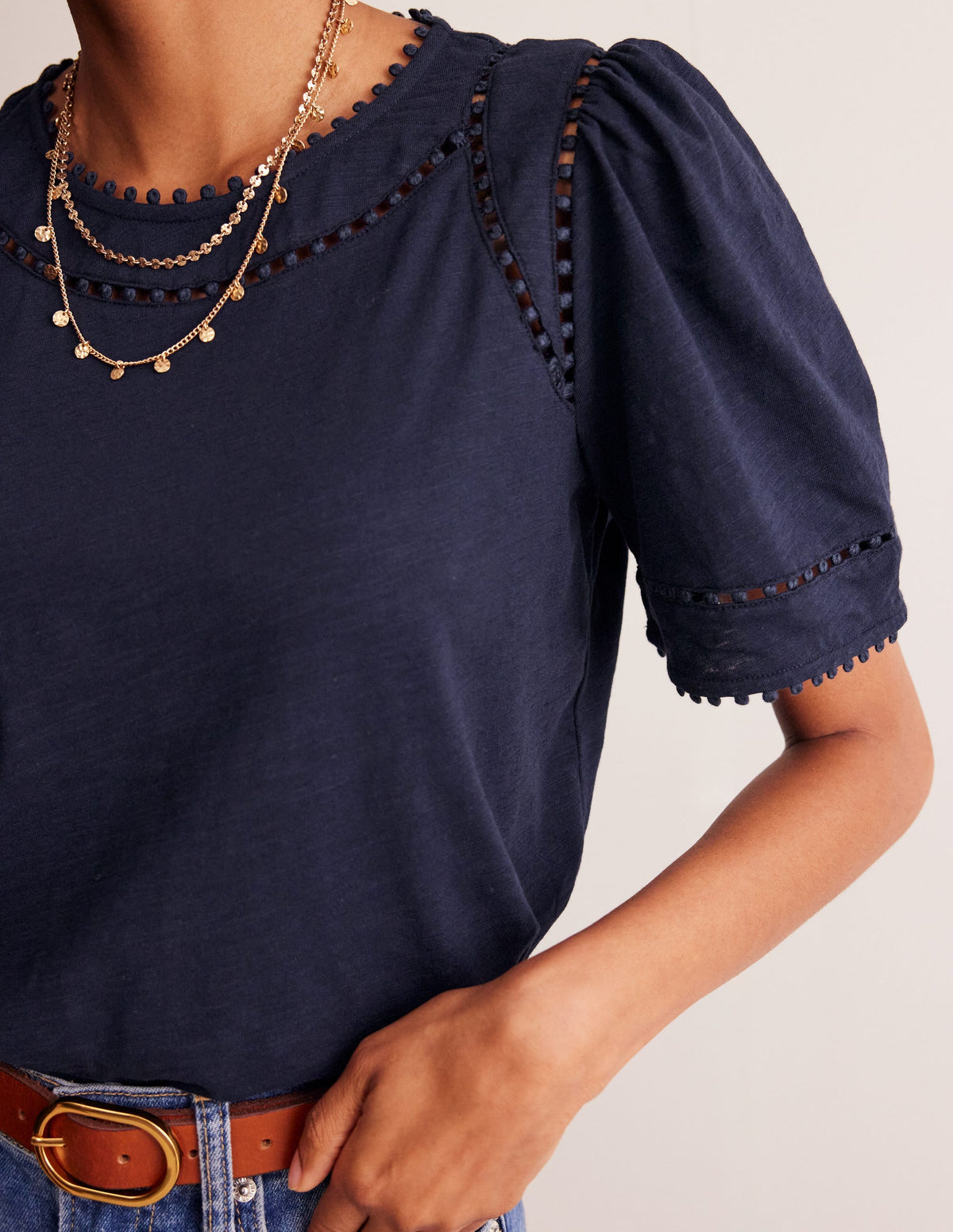 Mila Trim Detail Top-Navy - Image 2