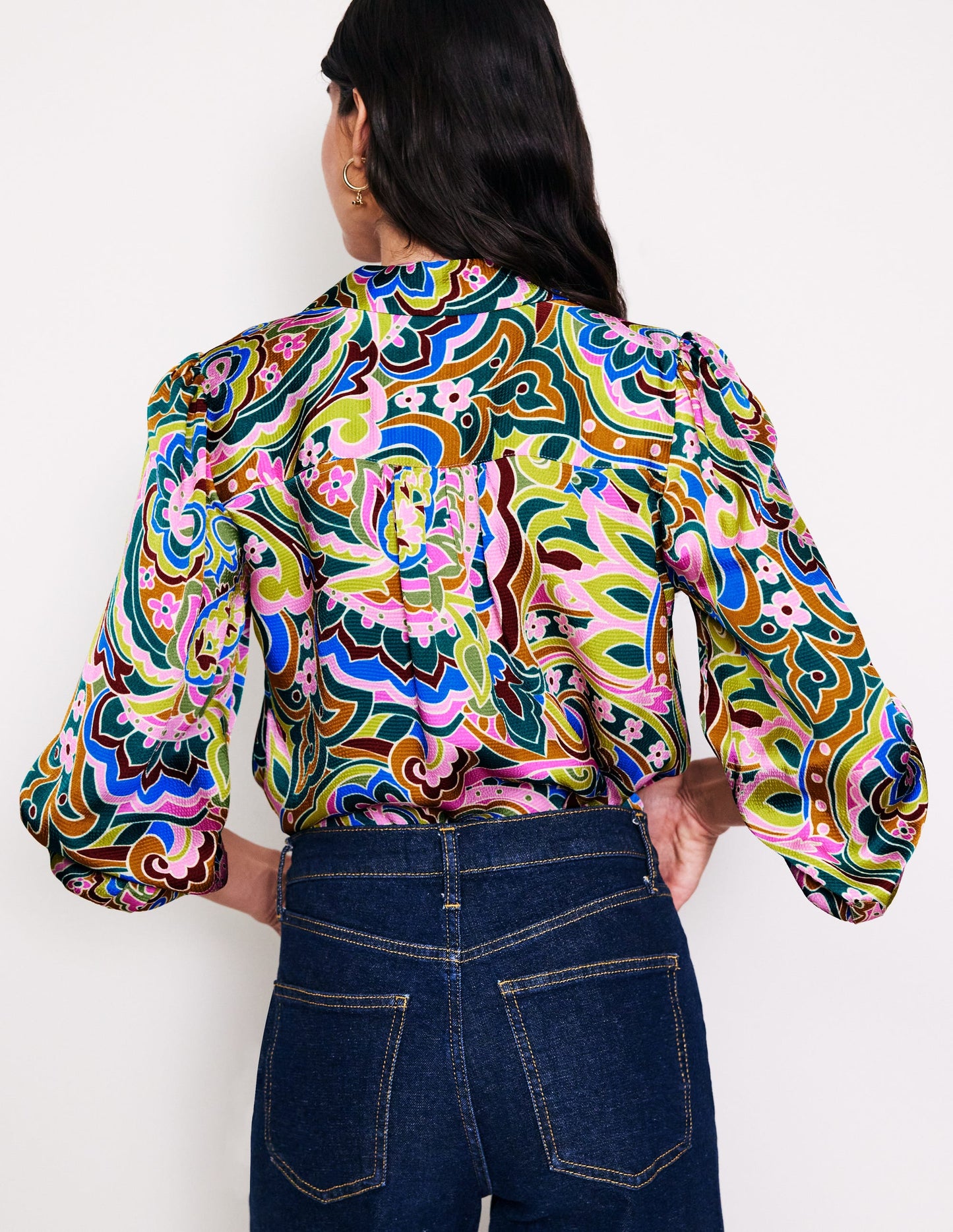 Hammered Satin Shirt-Multi, Paisley Pome