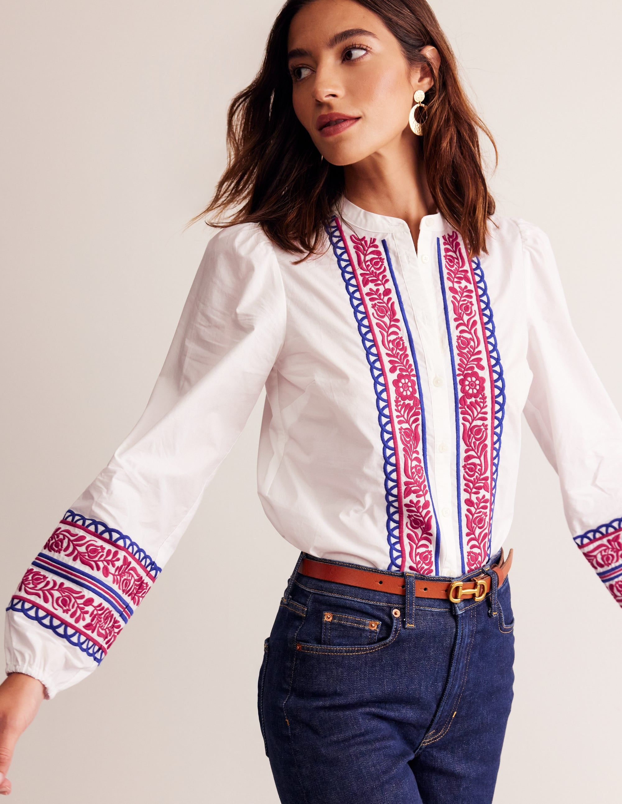 Embroidery Interest Top-White Embroidery - Image 1