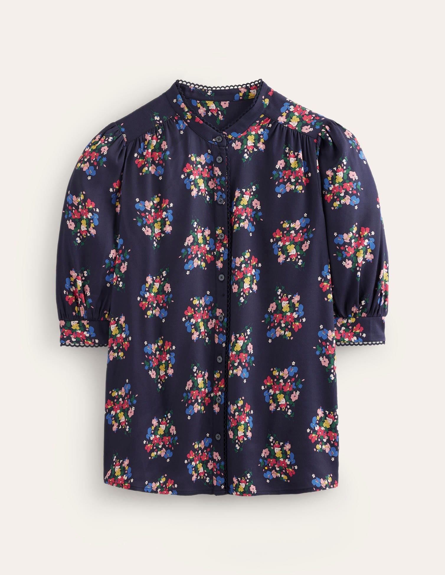 Ara Short Sleeve Top-Frenchy Navy, Poppy Bouquet - Image 5