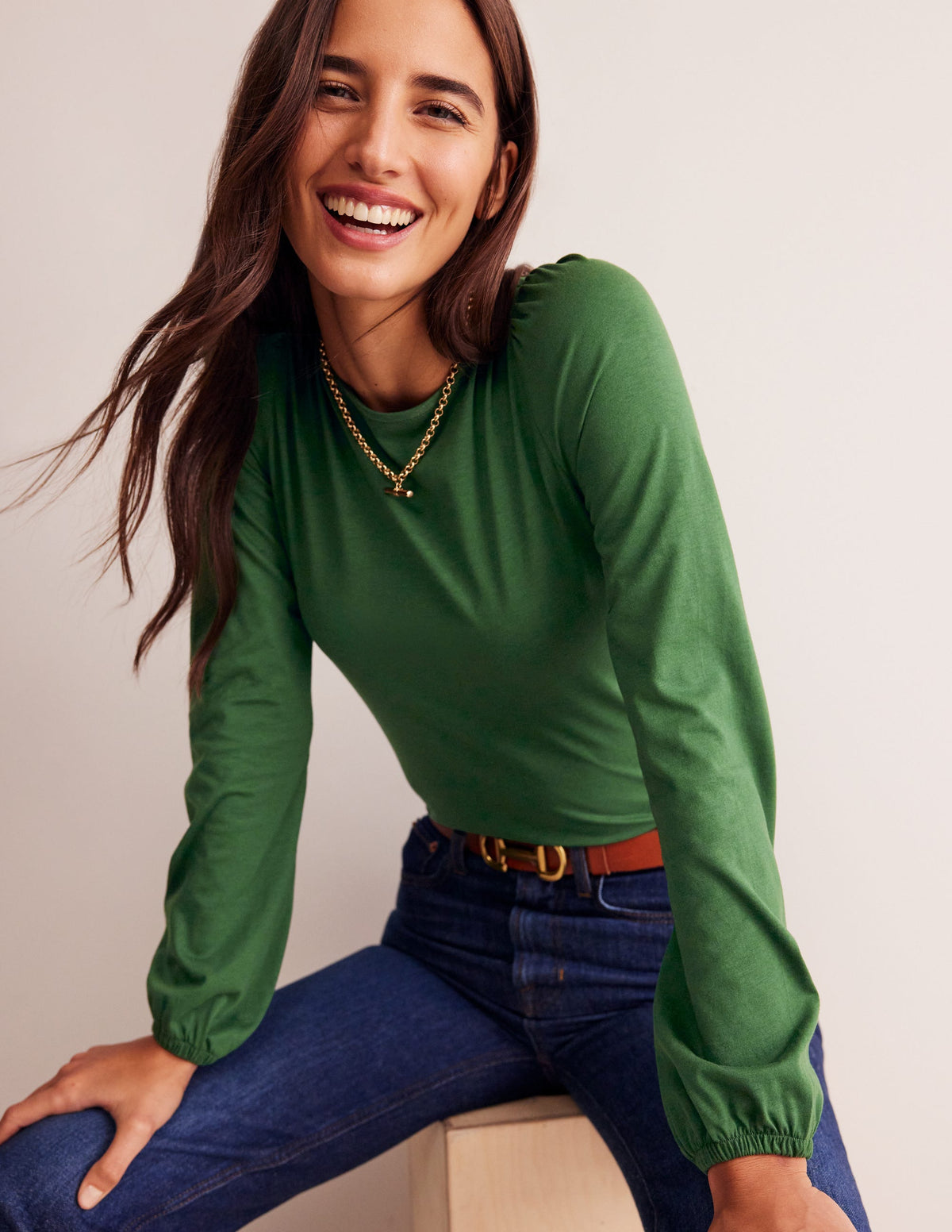 Supersoft Long Sleeve Top-Pine - Image 1