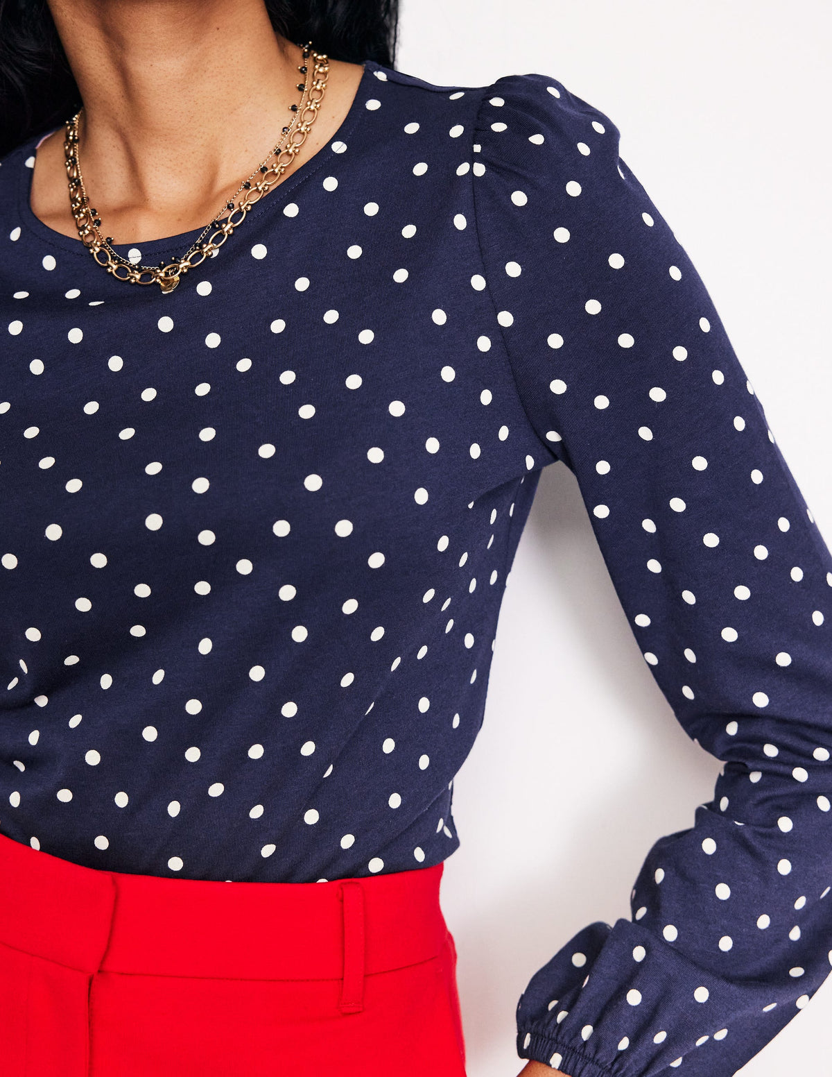 Supersoft Long Sleeve Top-French Navy, Sparse Spot - Image 2