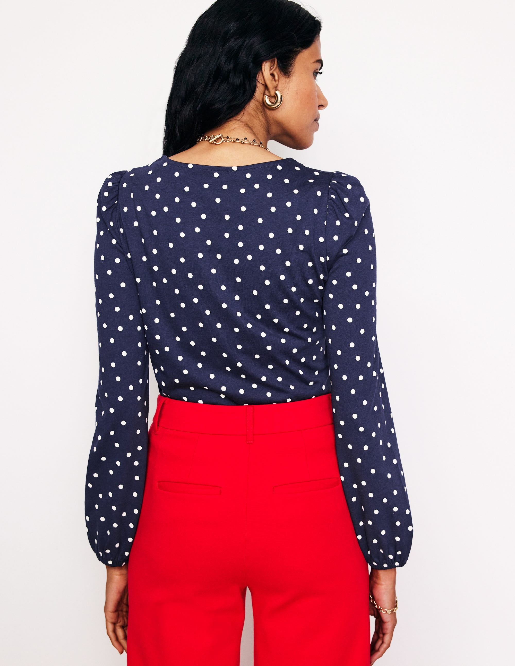 Supersoft Long Sleeve Top-French Navy, Sparse Spot - Image 3