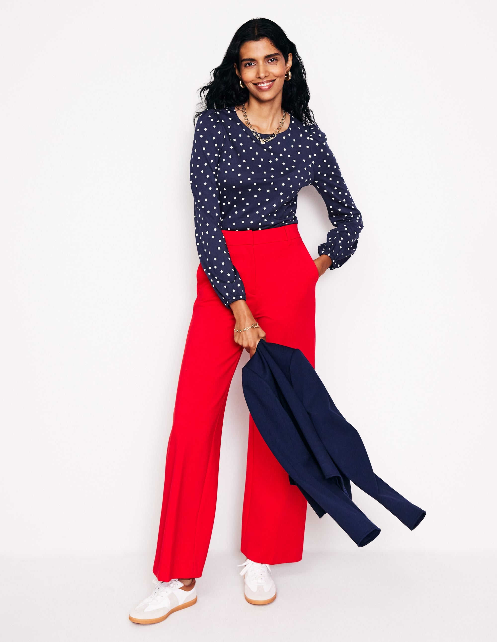 Supersoft Long Sleeve Top-French Navy, Sparse Spot - Image 4