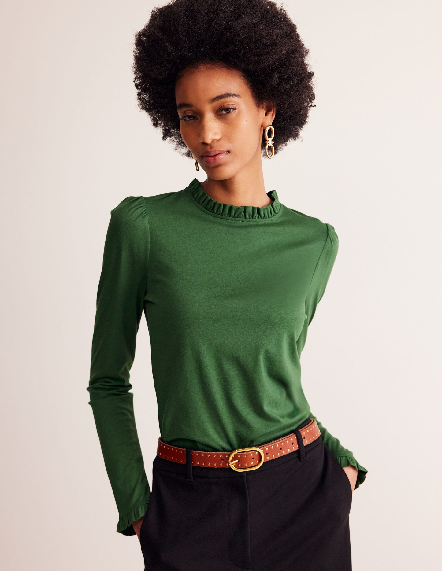 Supersoft Frill Detail Top-Pine