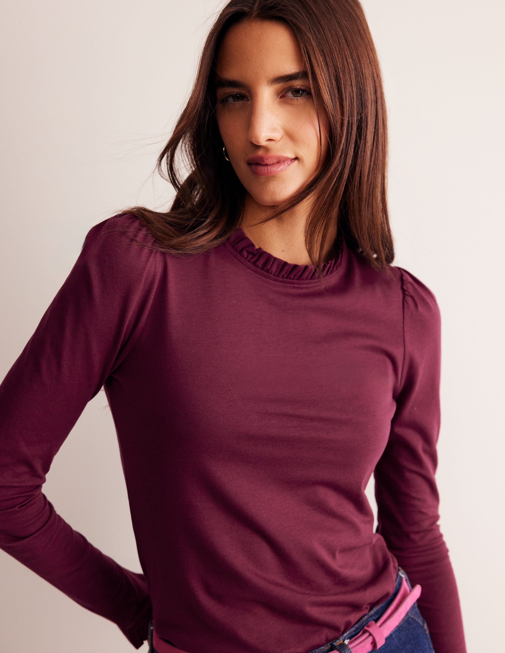 Supersoft Frill Detail Top-Deep Wisteria - Image 1