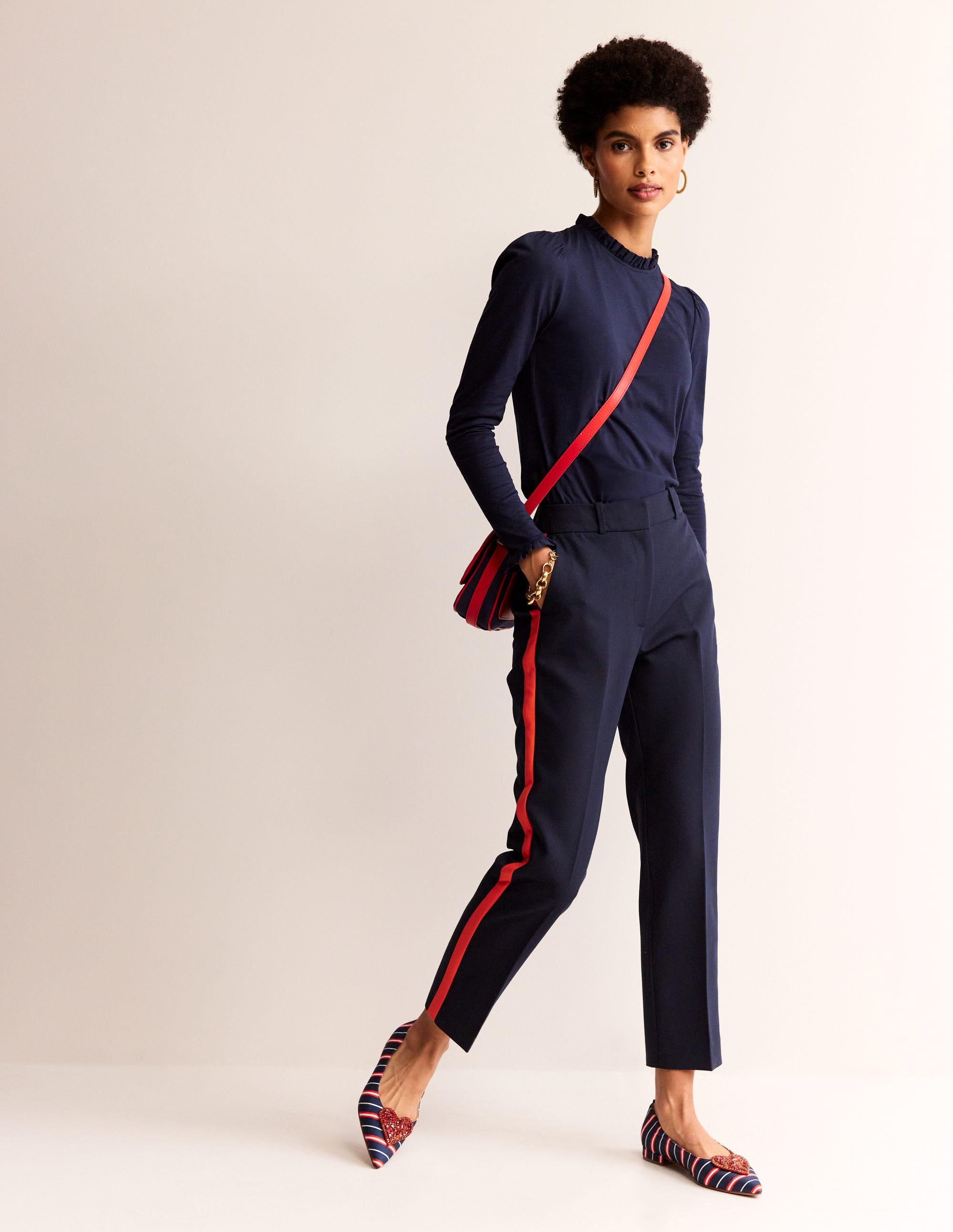 Supersoft Frill Detail Top-Navy - Image 4