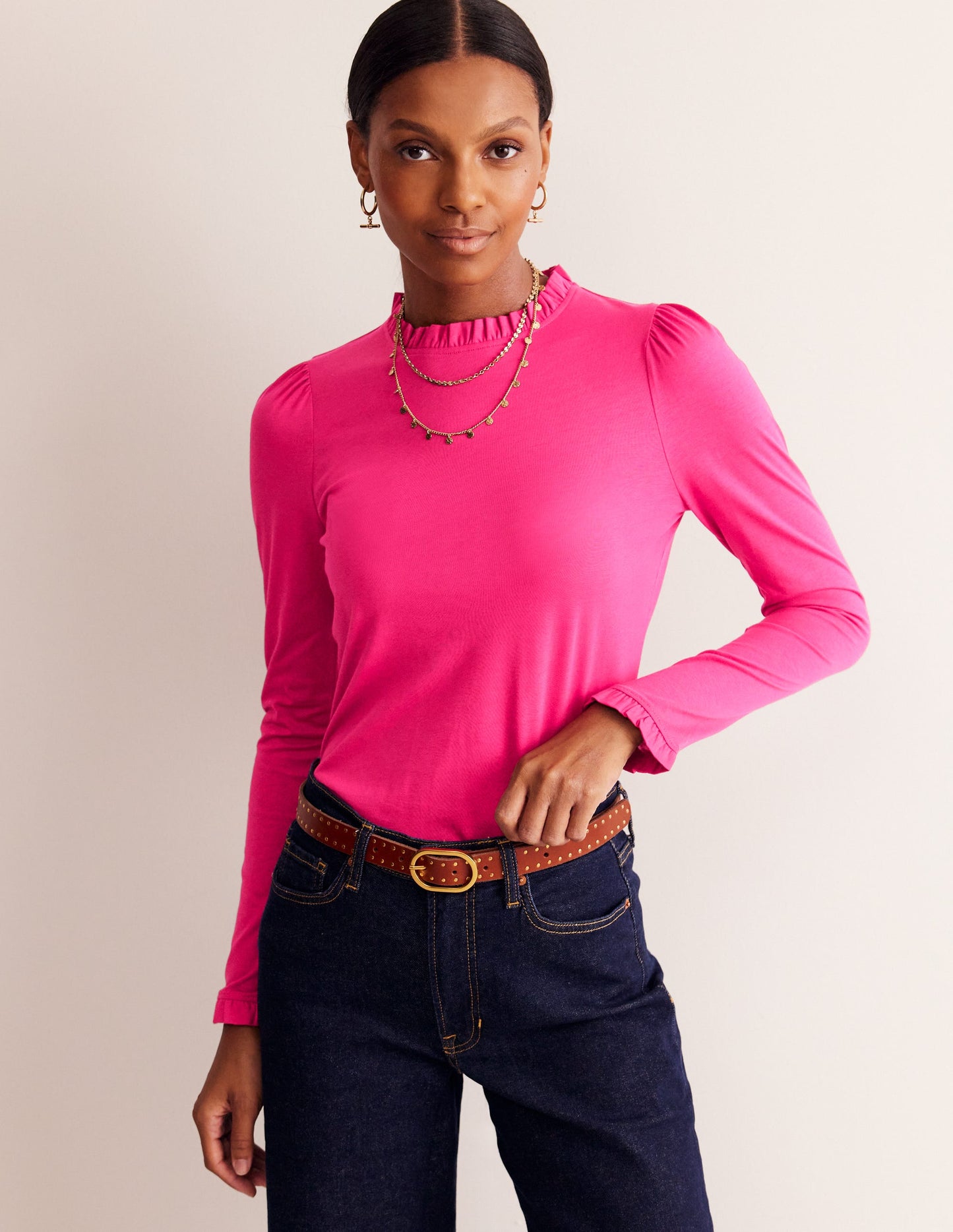 Supersoft Frill Detail Top-Cherry Jam