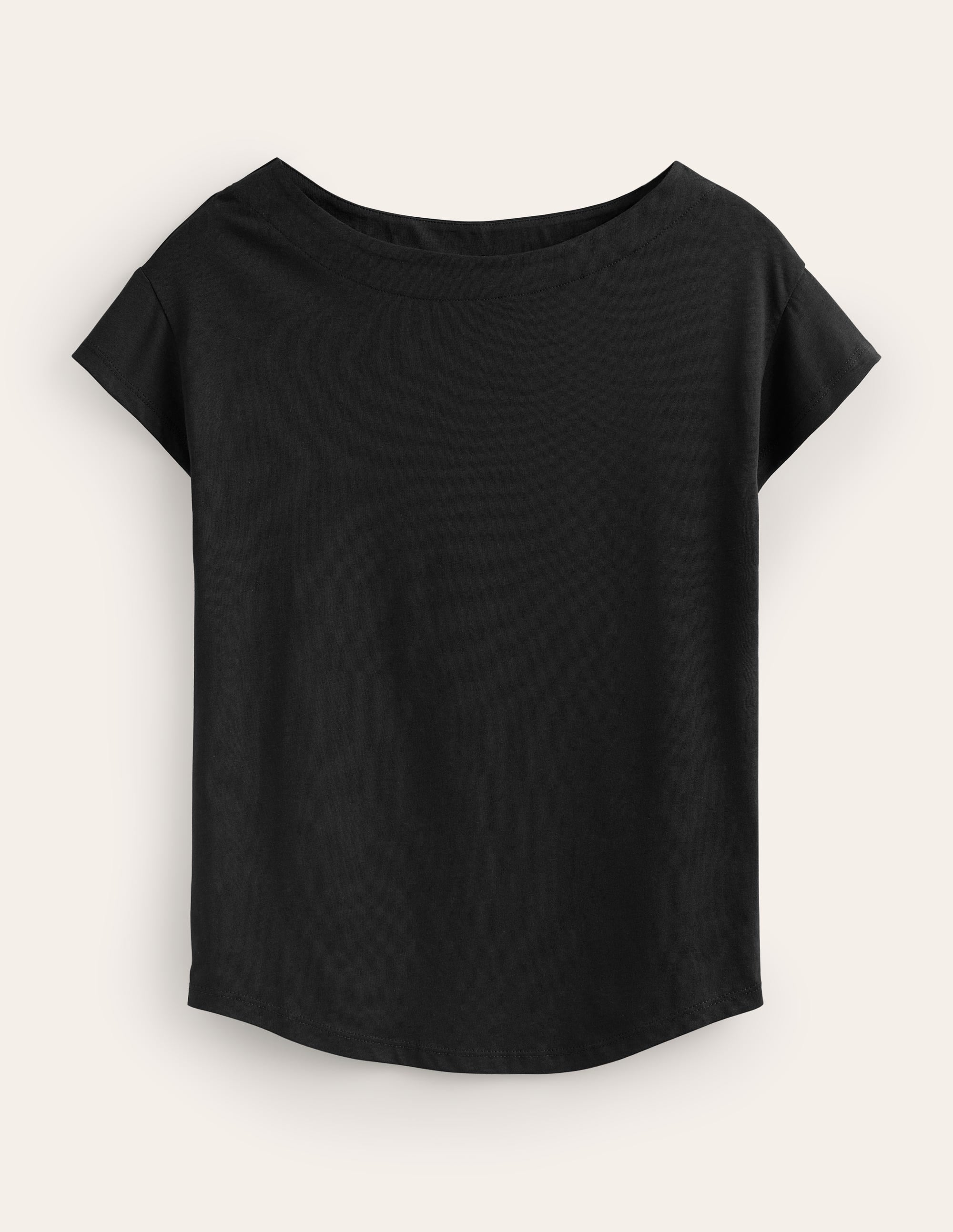 Supersoft Boat Neck T-Shirt-Black - Image 5