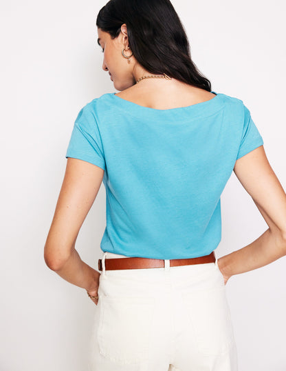 Supersoft Boat Neck T-Shirt-Blue Grass-3