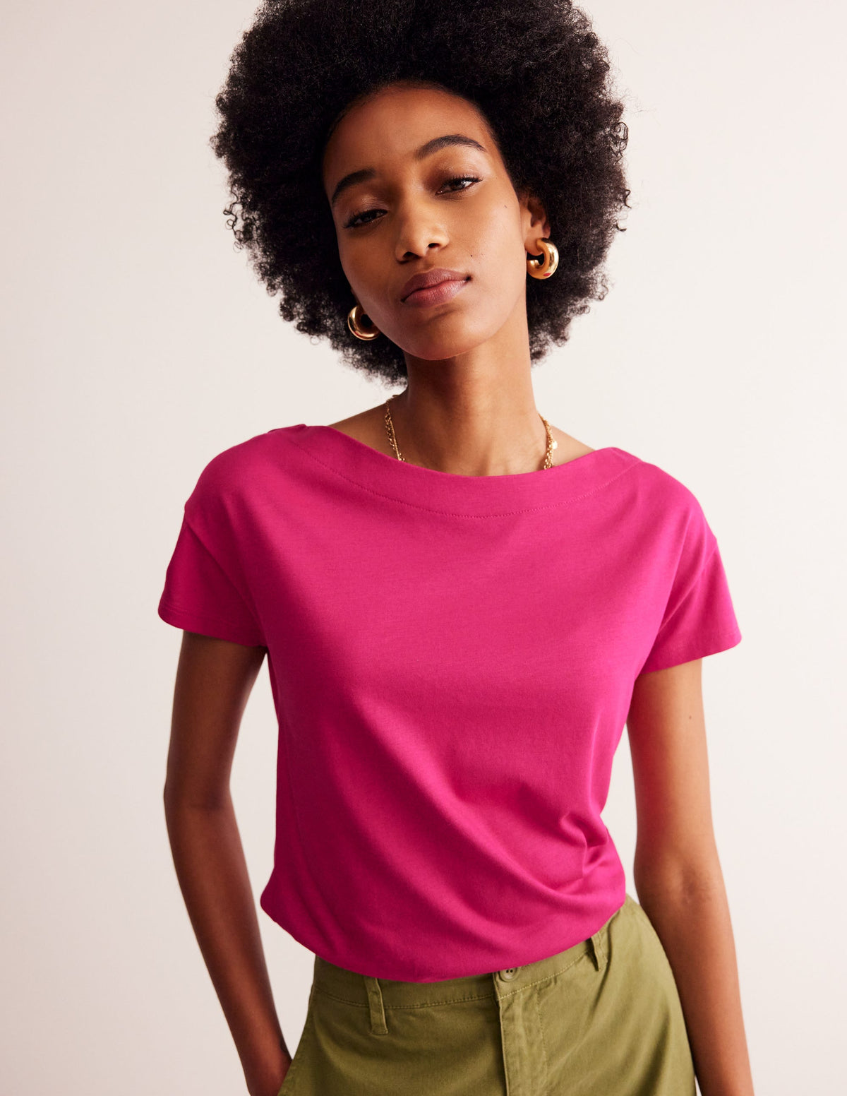 Supersoft Boat Neck T-Shirt-Cherry Jam - Image 1
