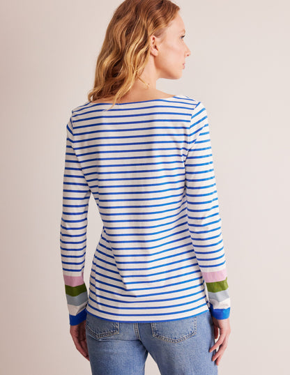 Ella Long Sleeve Breton-Directoire Blue and Mauve Mist