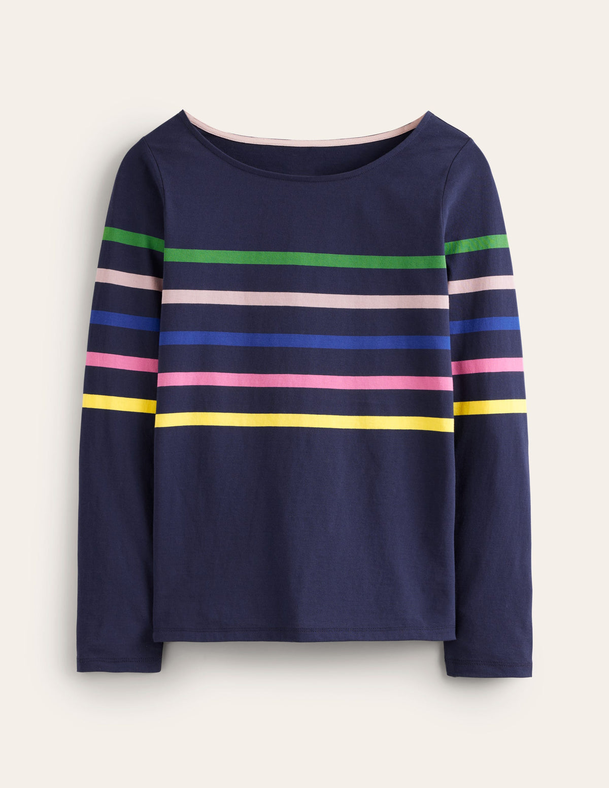 Ella Long Sleeve Breton-French Navy and Rainbow - Image 6