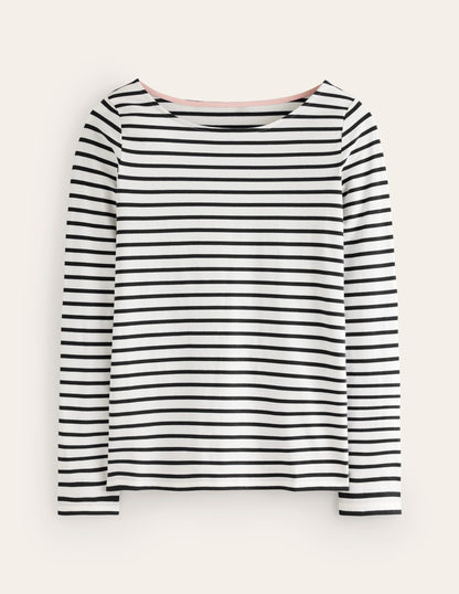 Ella Long Sleeve Breton-Ivory, Black