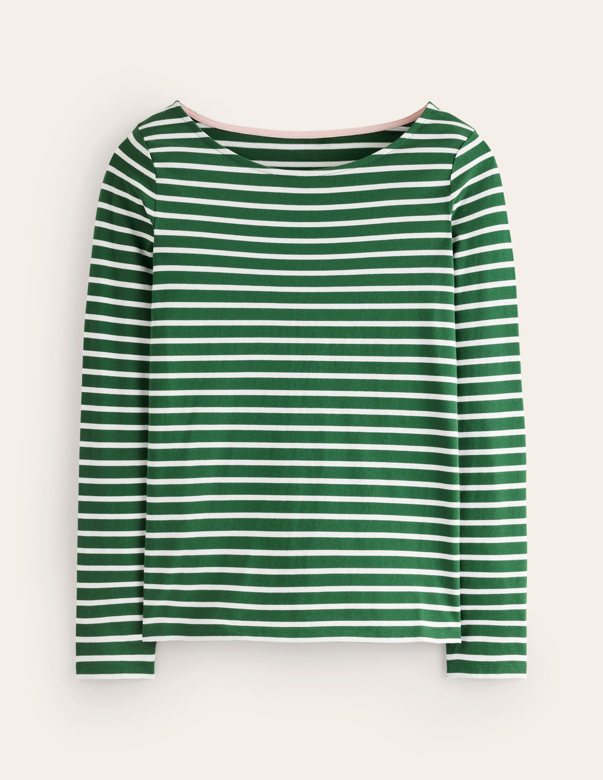 Ella Long Sleeve Breton-Pine, Ivory Stripe - Image 5
