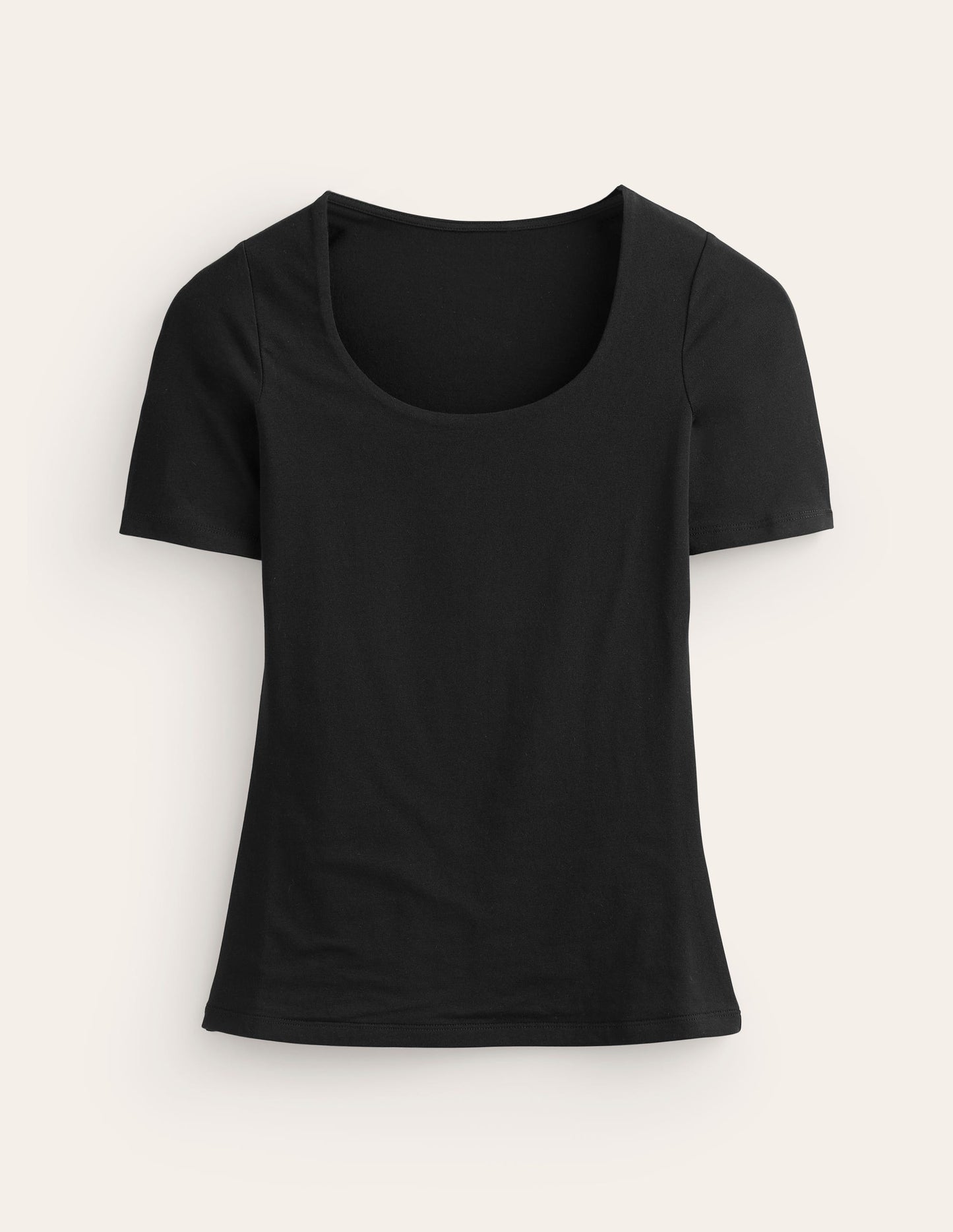 Double Layer Scoop T-shirt-Black