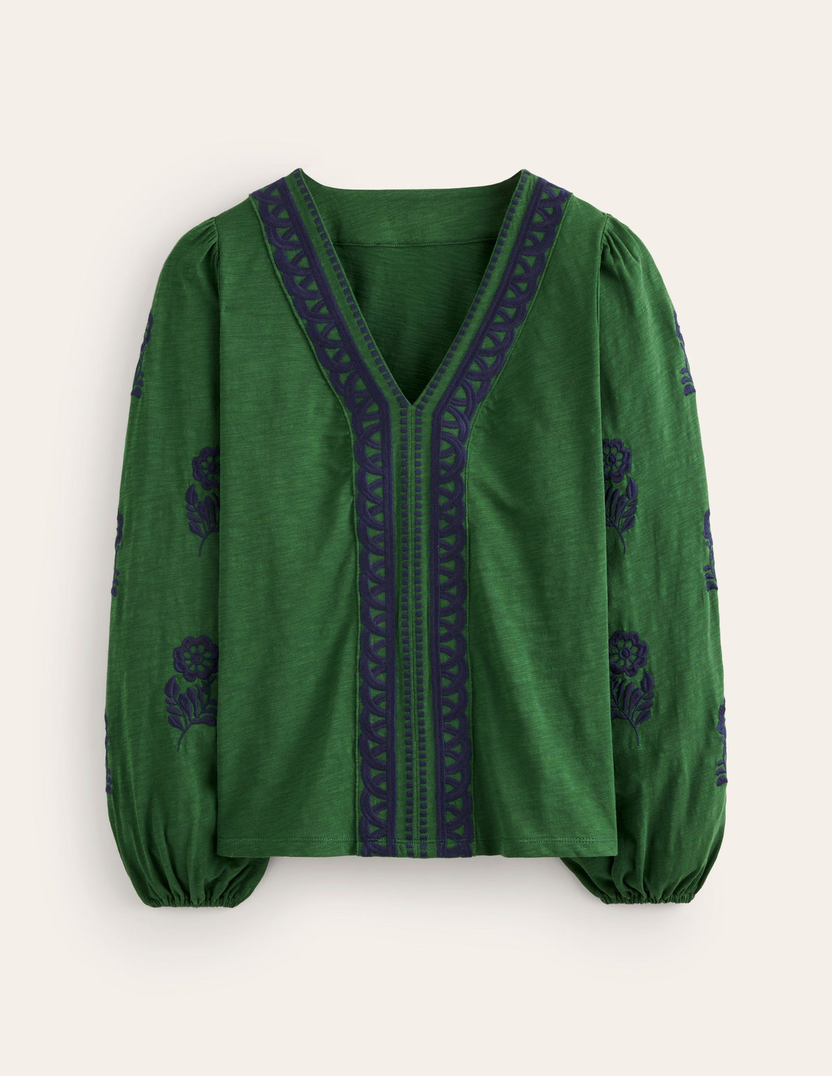 Embroidered V-Neck Top-Eden-5
