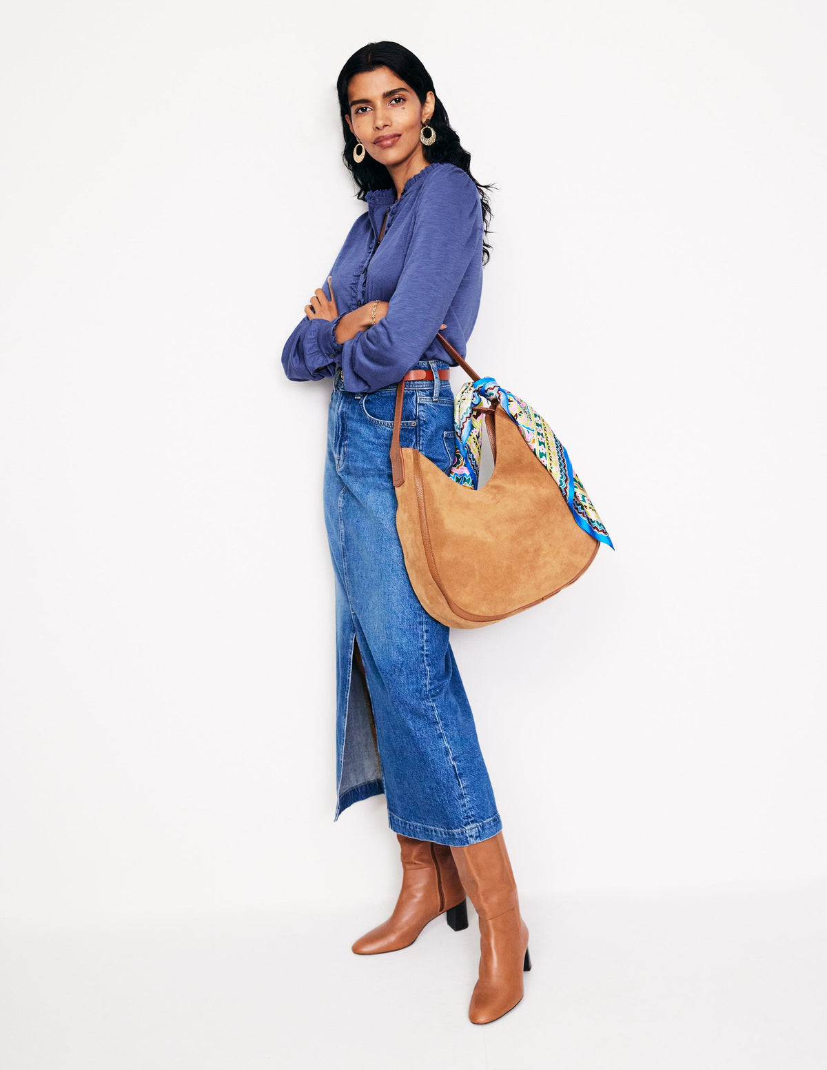 Caroline Broderie Jersey Shirt-True Navy-4