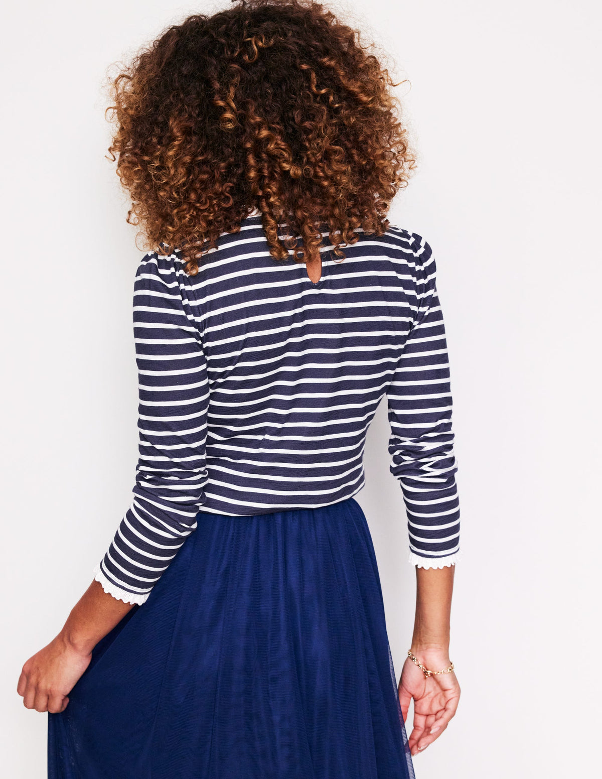 Broderie Trim Stripe Top-Navy, Ivory Stripe-3