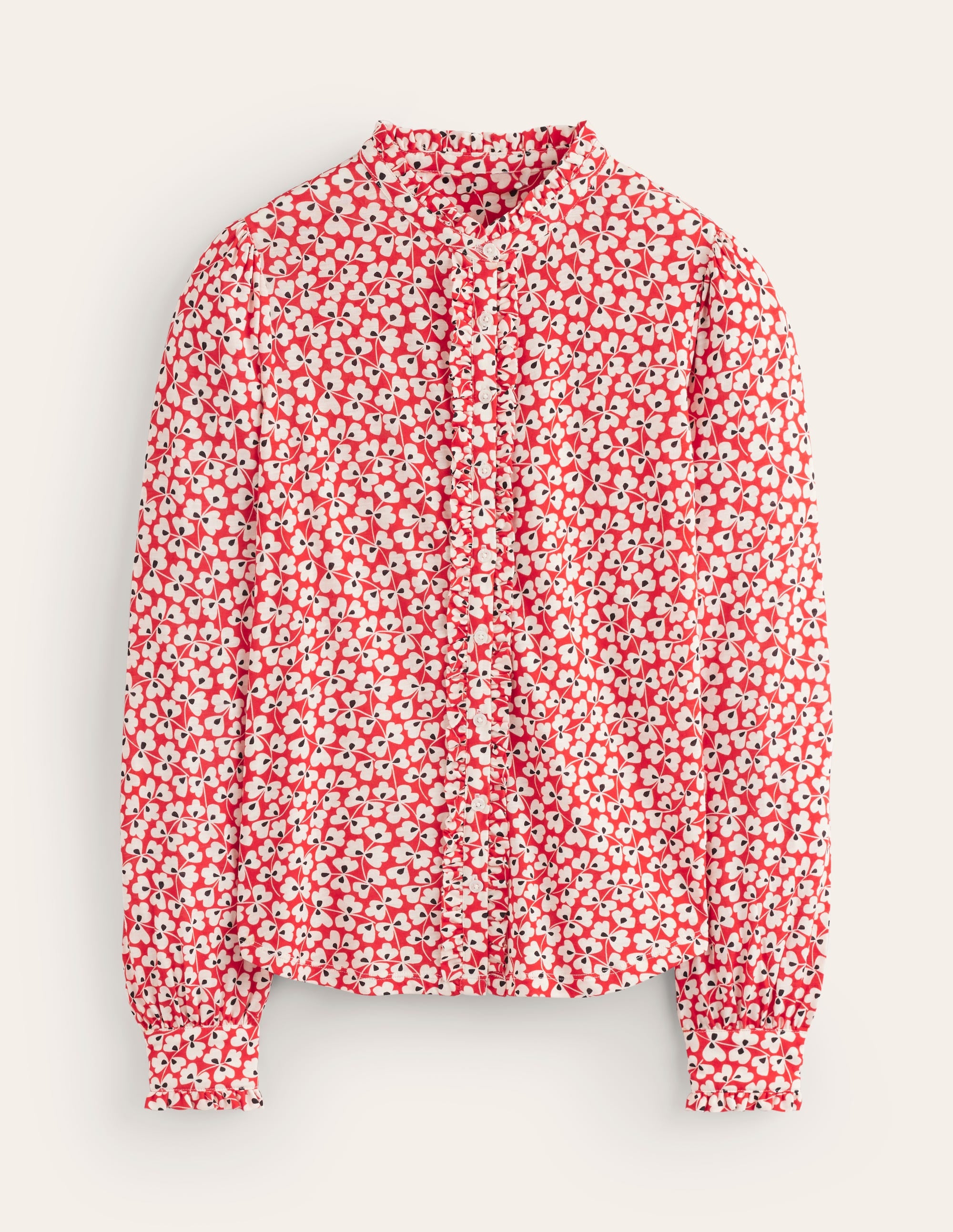 Caroline Jersey Shirt-Red, Clover Whirl - Image 6