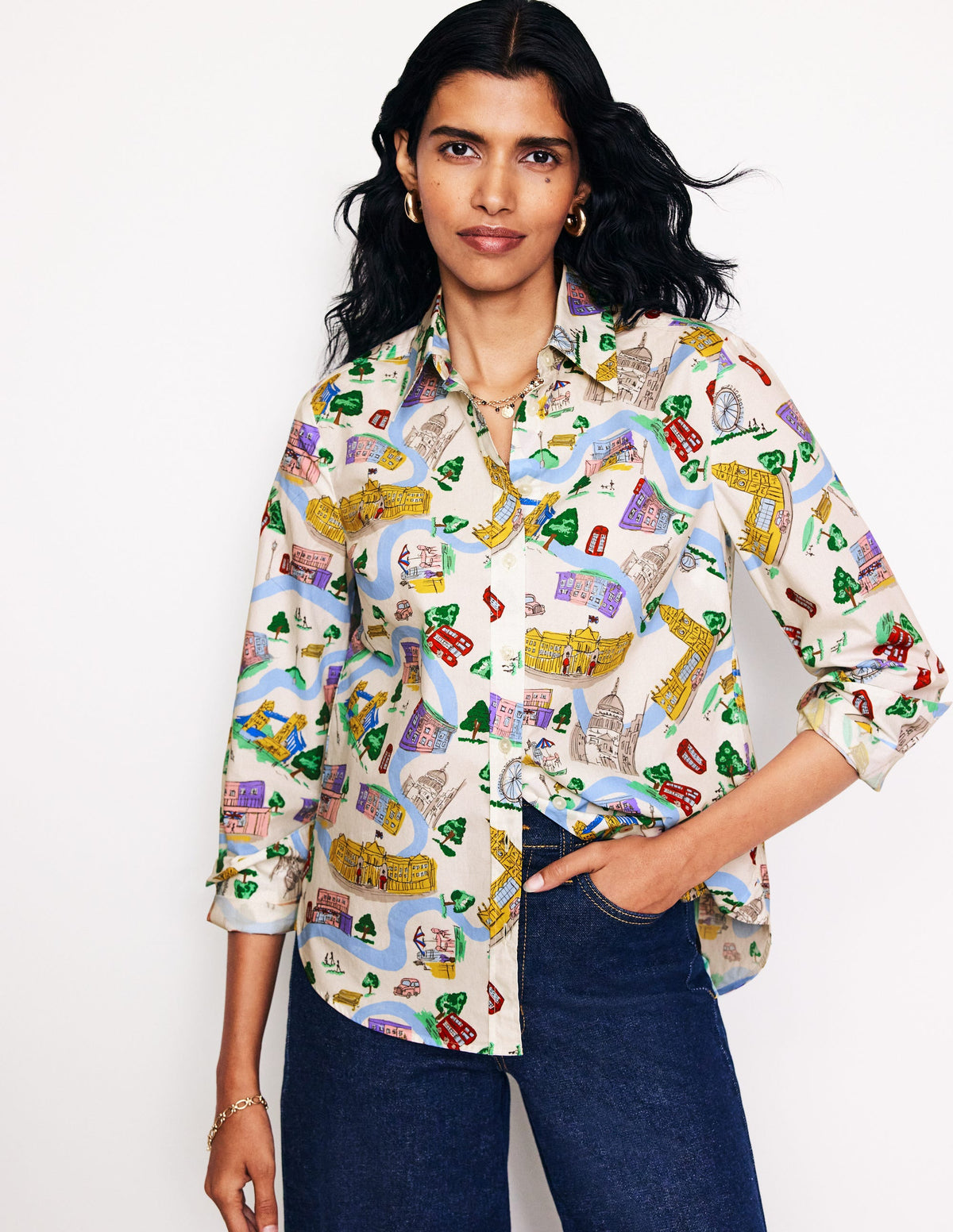 Sienna Cotton Shirt-Ivory, London Town - Image 4