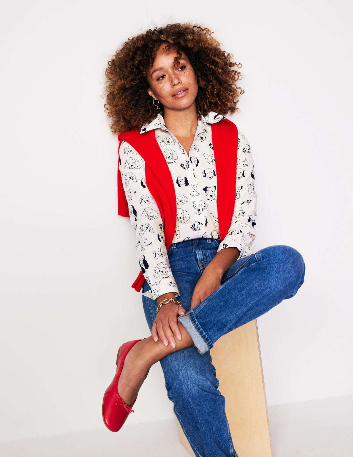 Sienna Cotton Shirt-Ivory, Dogs - Image 1