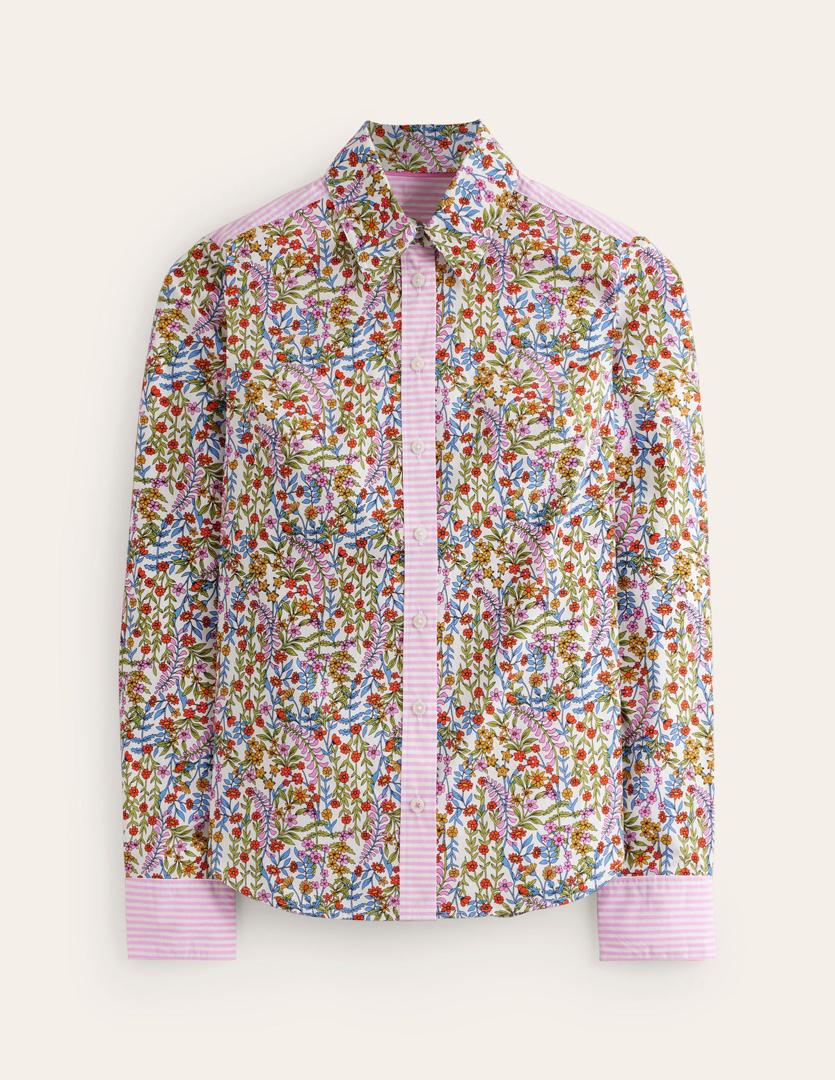 Sienna Cotton Shirt-Ivory, Foliage Buds - Image 6