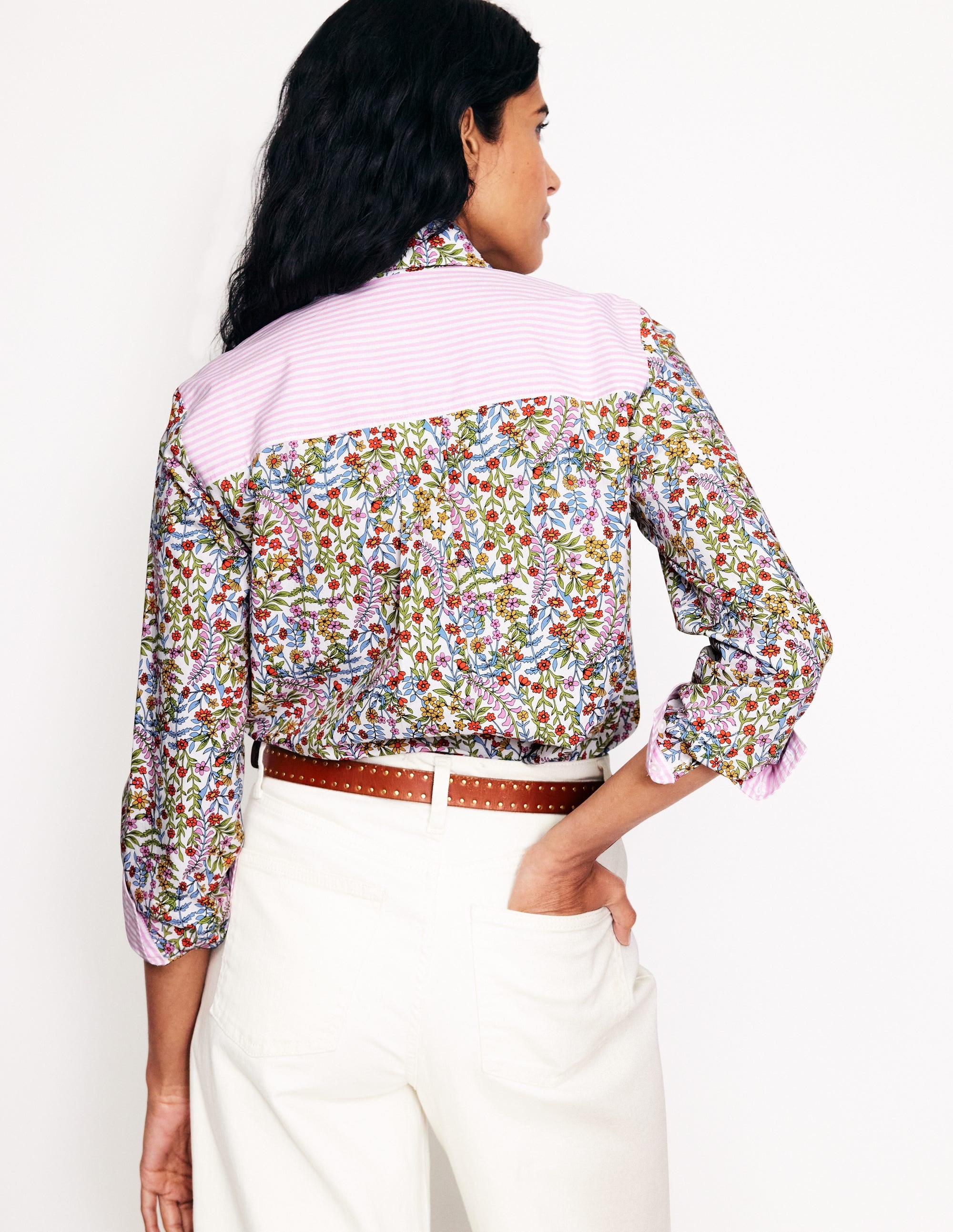 Sienna Cotton Shirt-Ivory, Foliage Buds - Image 3