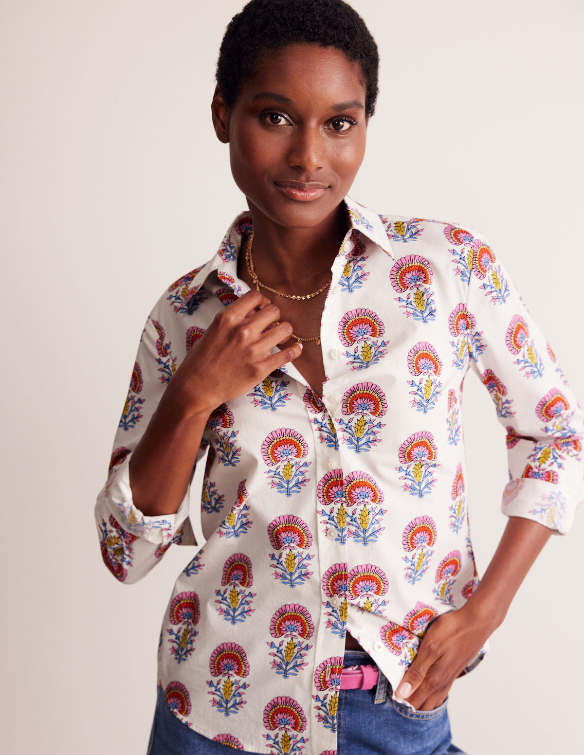 Sienna Cotton Shirt-Ivory,Passion Bud - Image 4