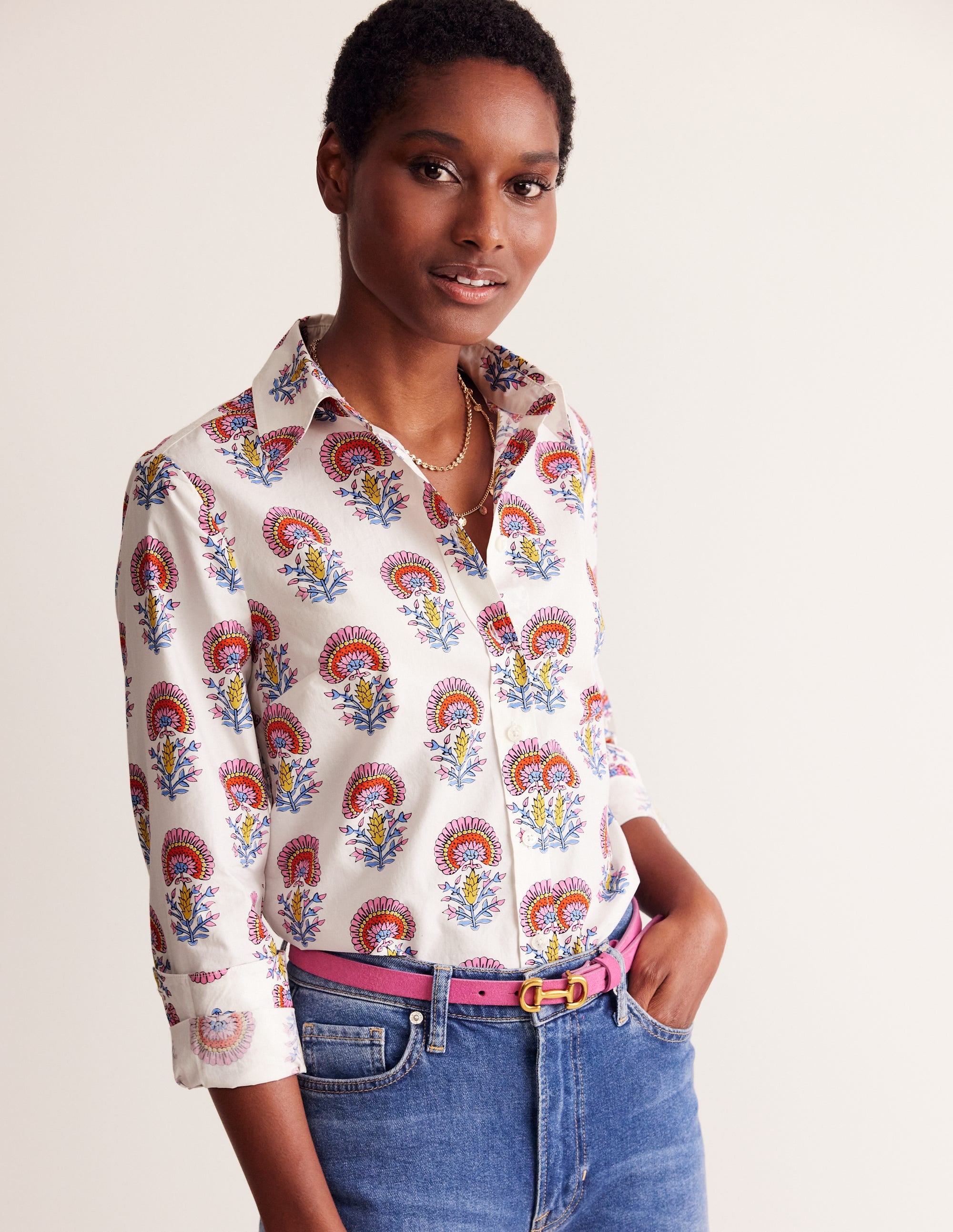 Sienna Cotton Shirt-Ivory,Passion Bud - Image 5